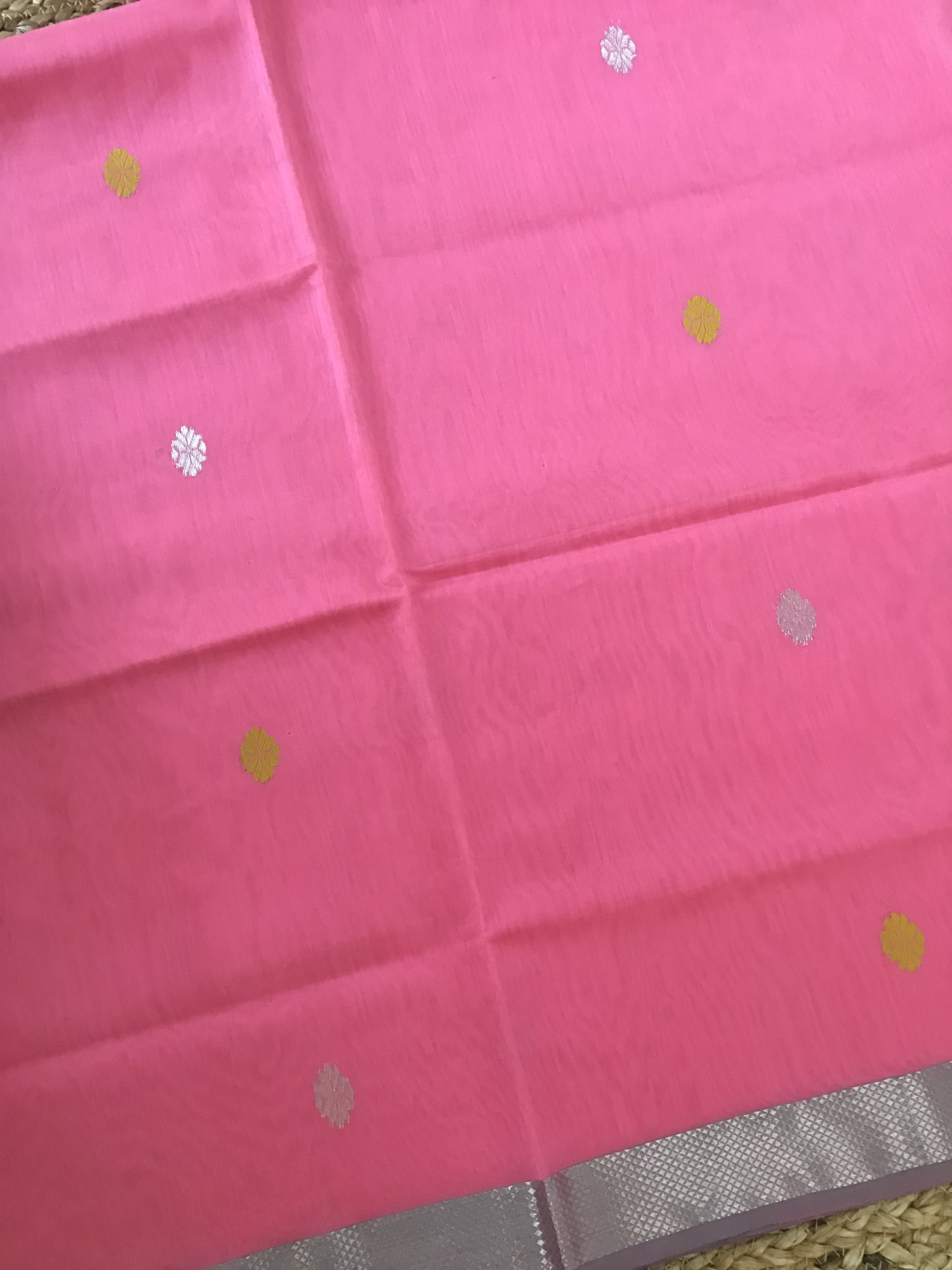 Pure Maheshwari Silk Self Weaved Suit - Pink