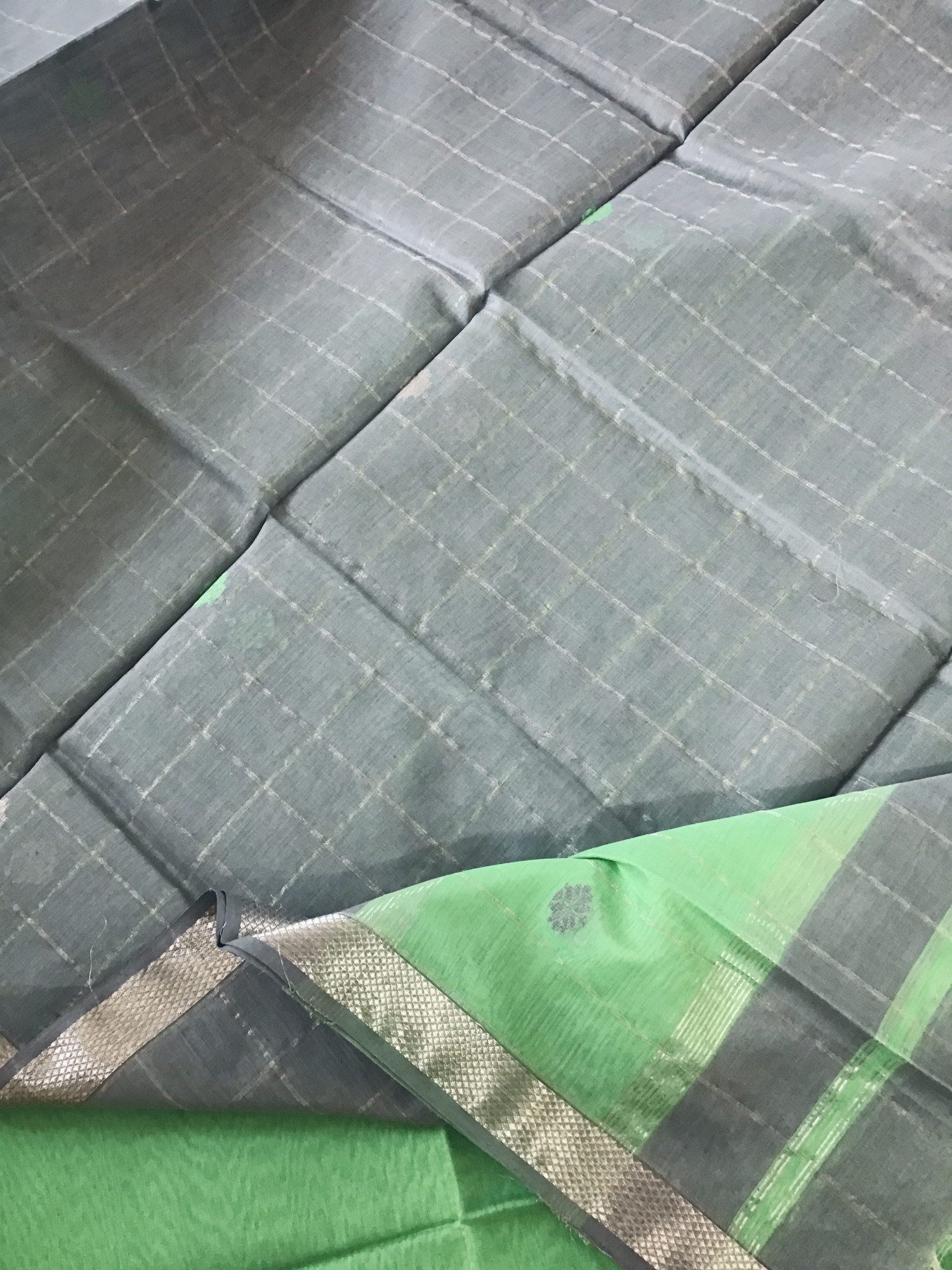 Pure Maheshwari Silk Self Weaved Suit - Green