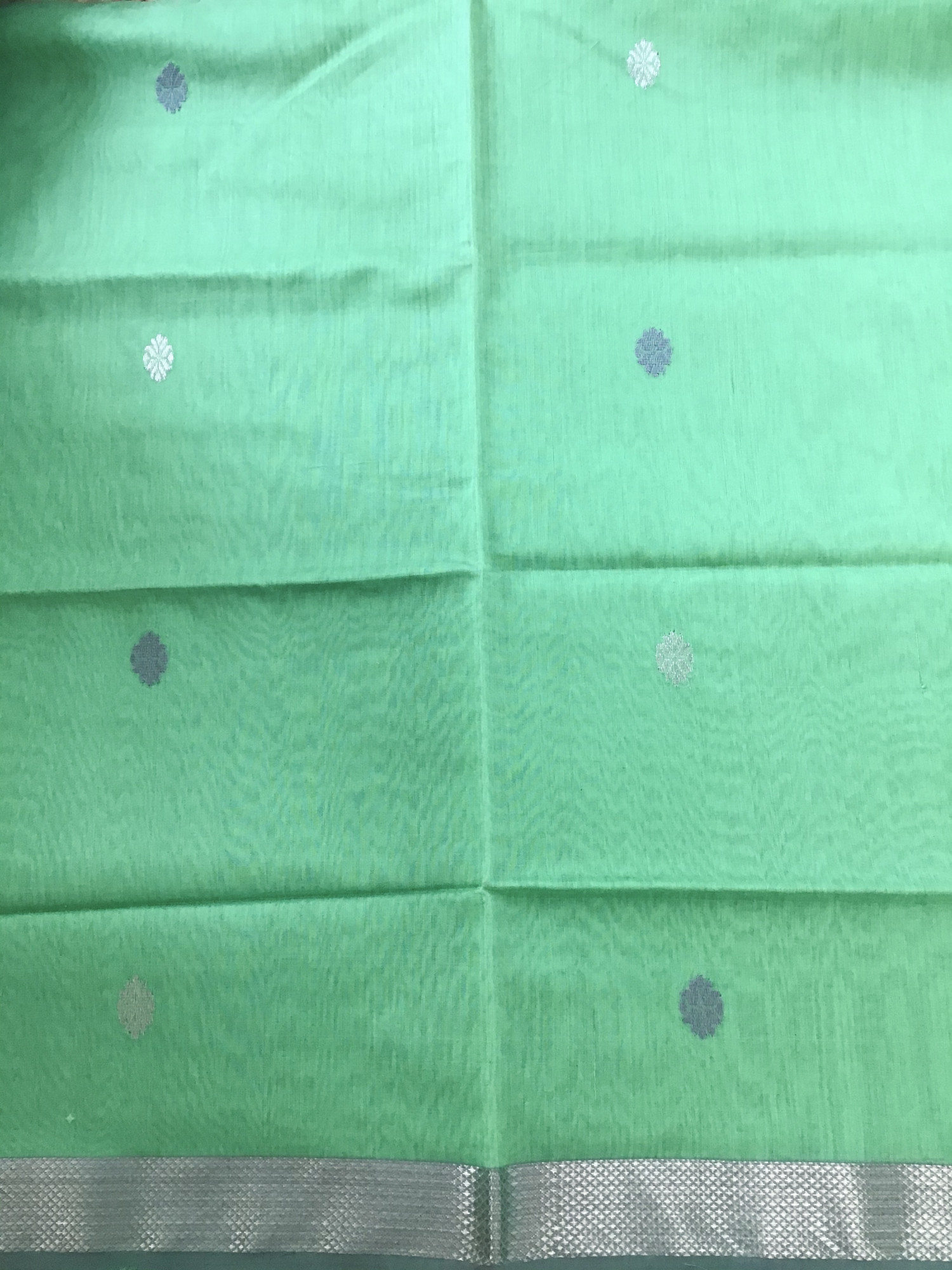 Pure Maheshwari Silk Self Weaved Suit - Green