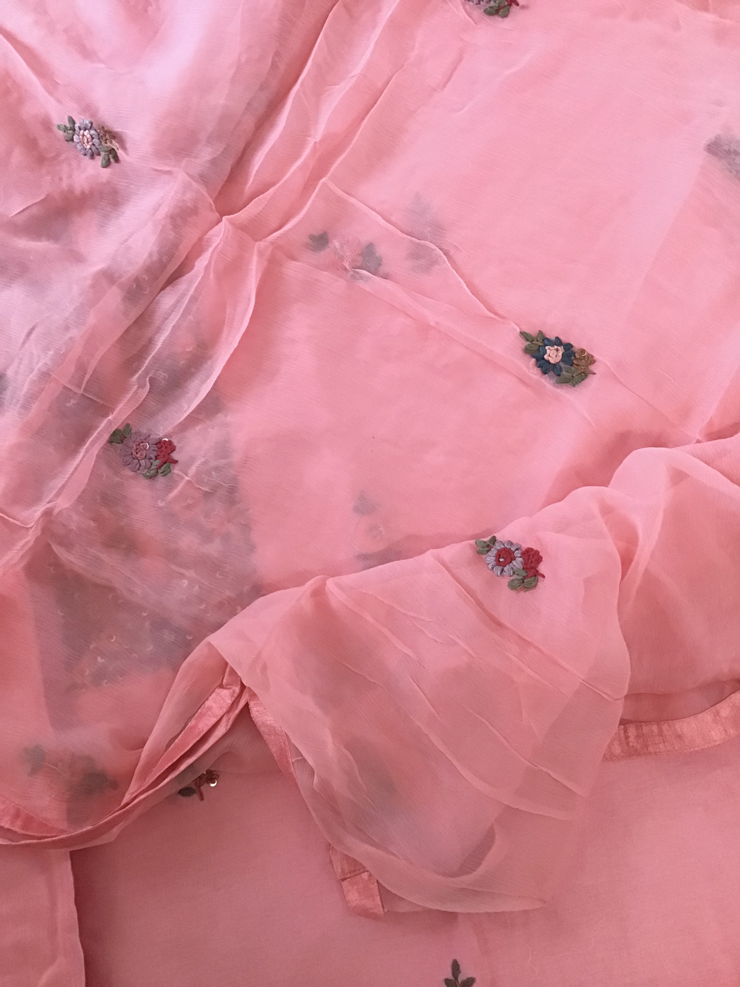 Pure Chanderi Embroidered Suit - Pink