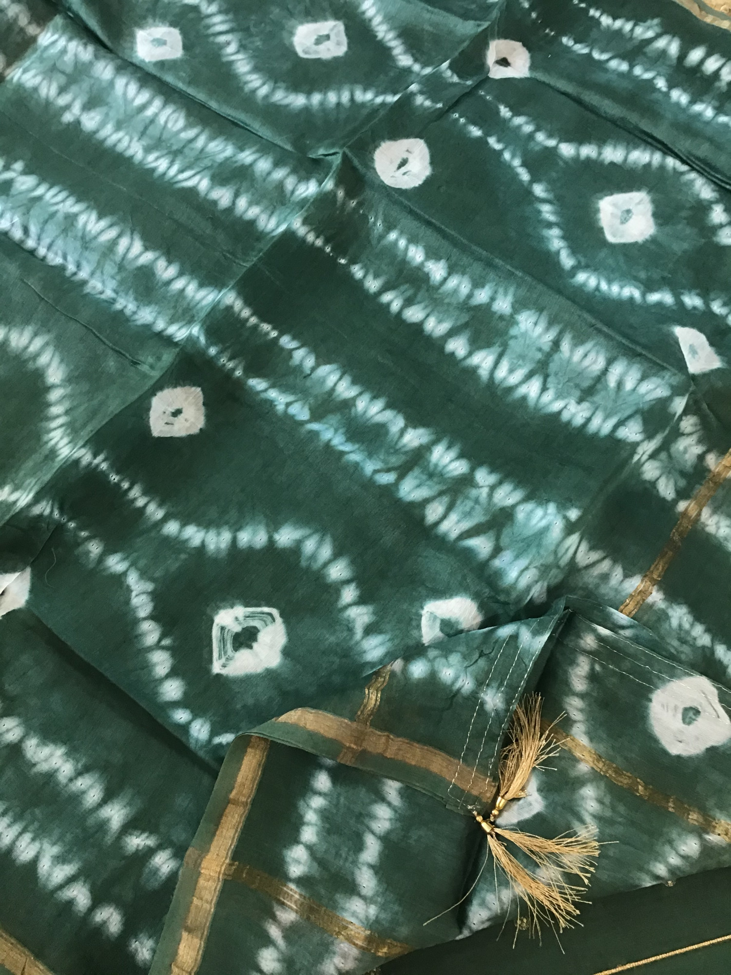 Pure Chanderi Banarasi Weaved Suit - Bottle Green
