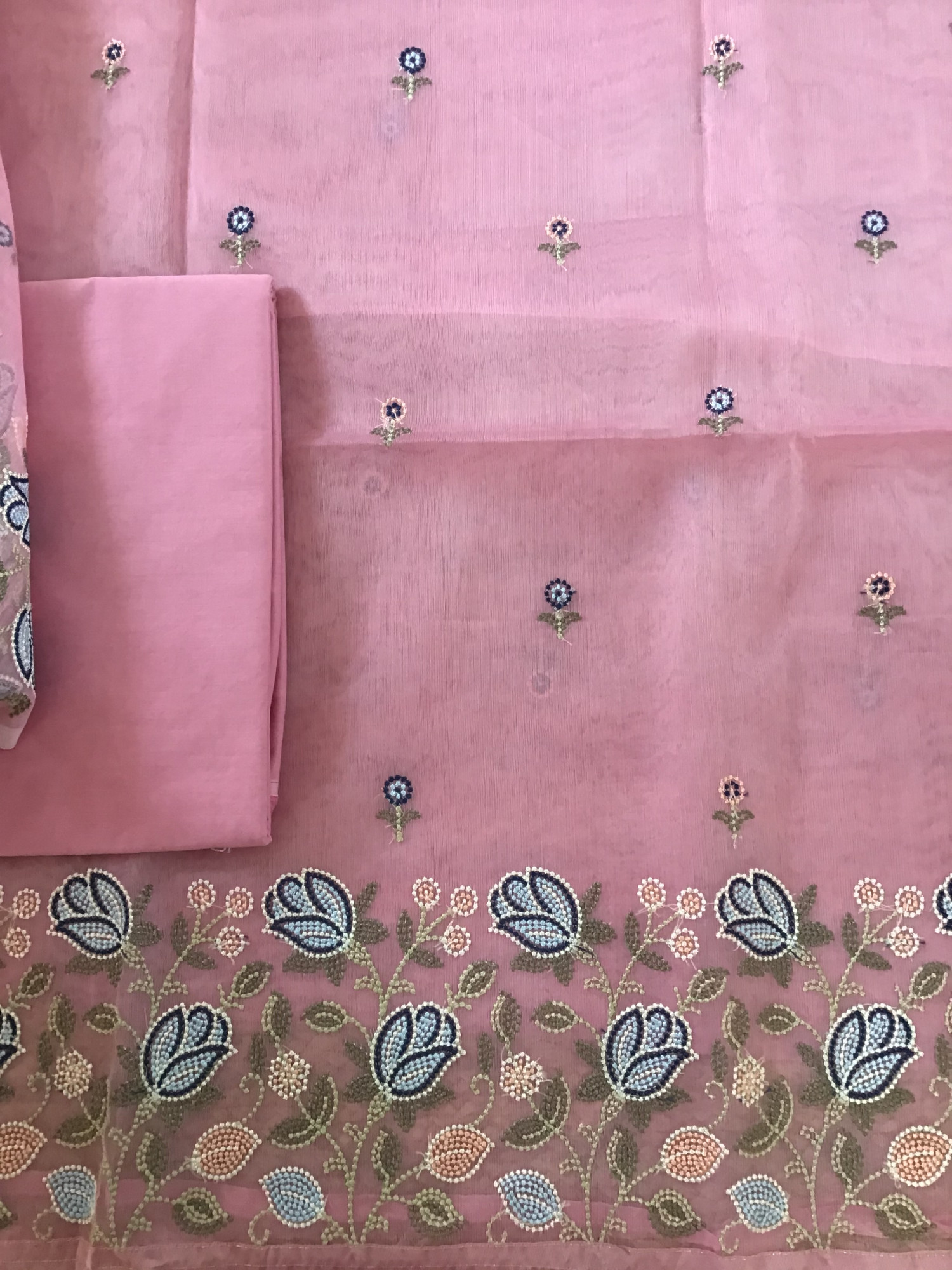 Soft Organza Embroidered Suit - Pink