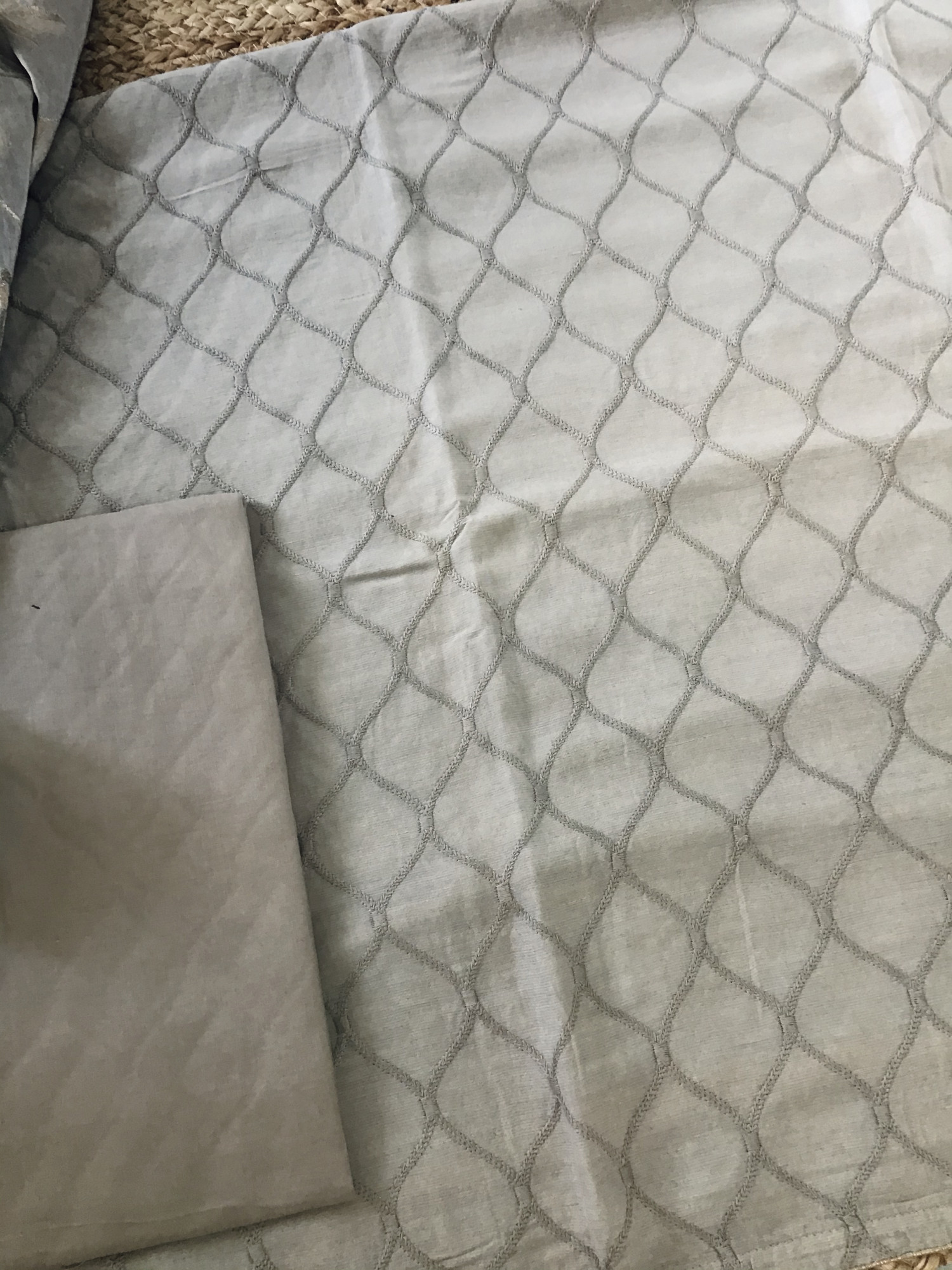 Pure Linen Chanderi Embroidered Suit - Beige