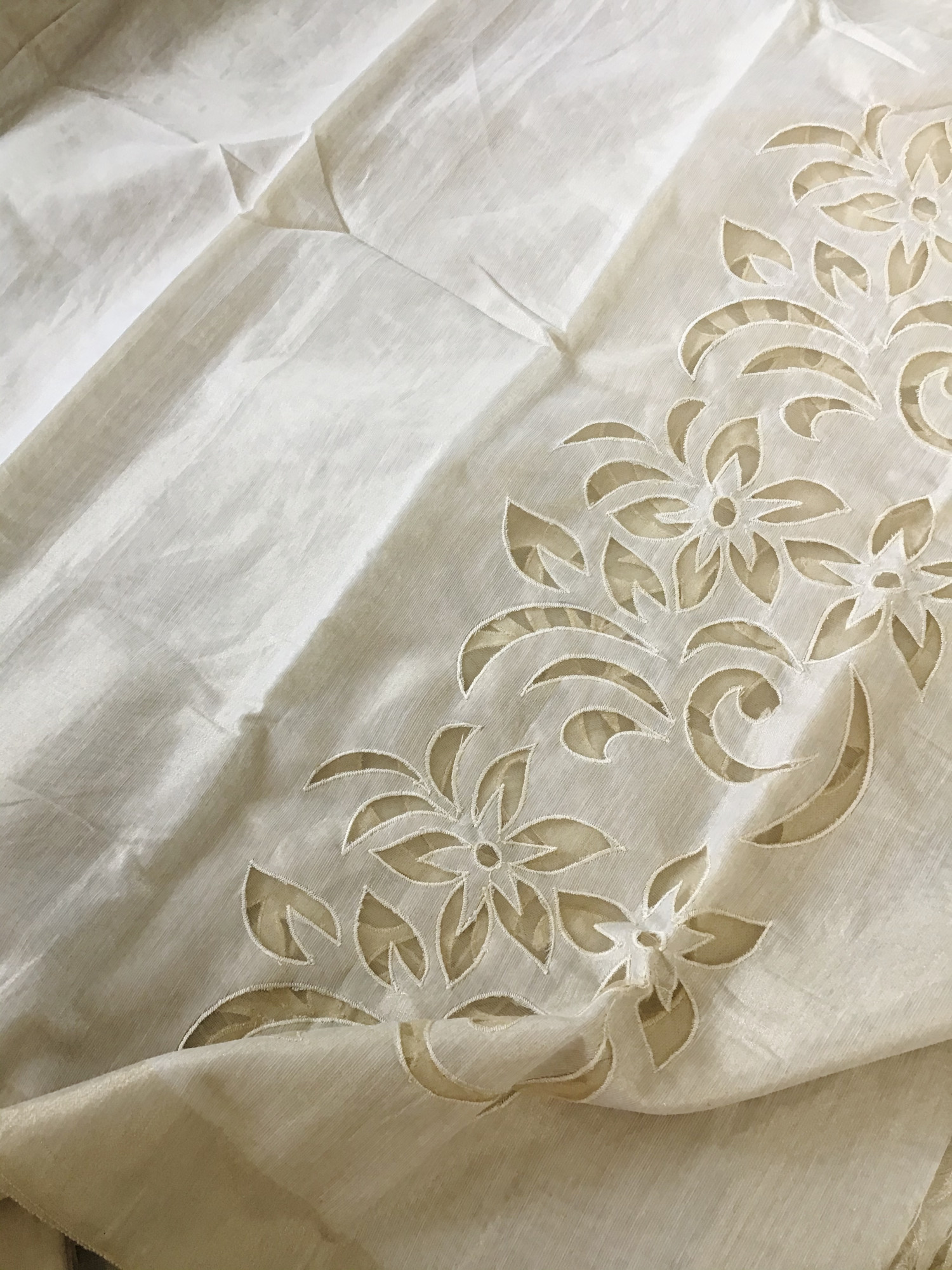 Soft Tissue Chanderi Embroidered Suit - Beige