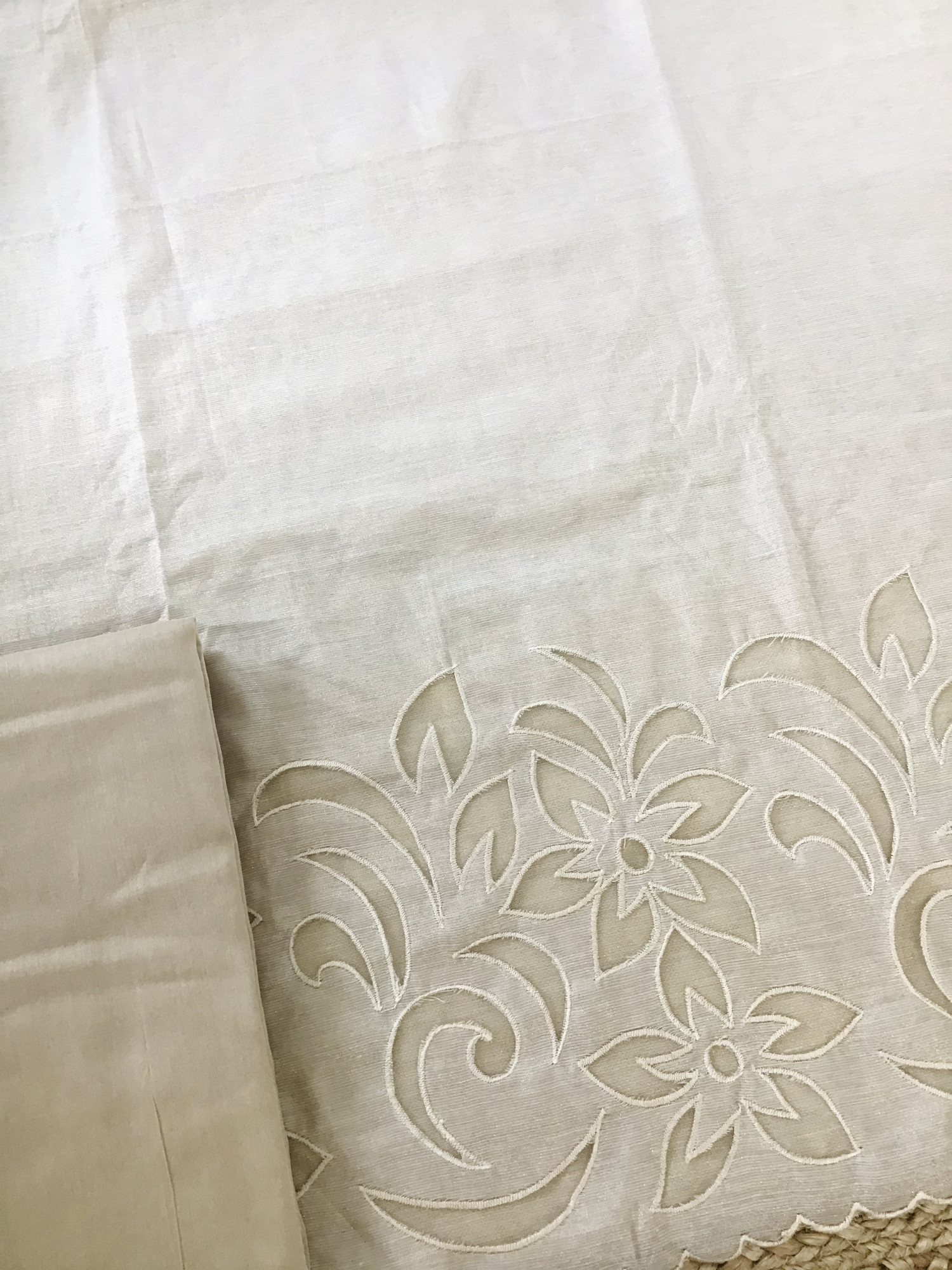 Soft Tissue Chanderi Embroidered Suit - Beige