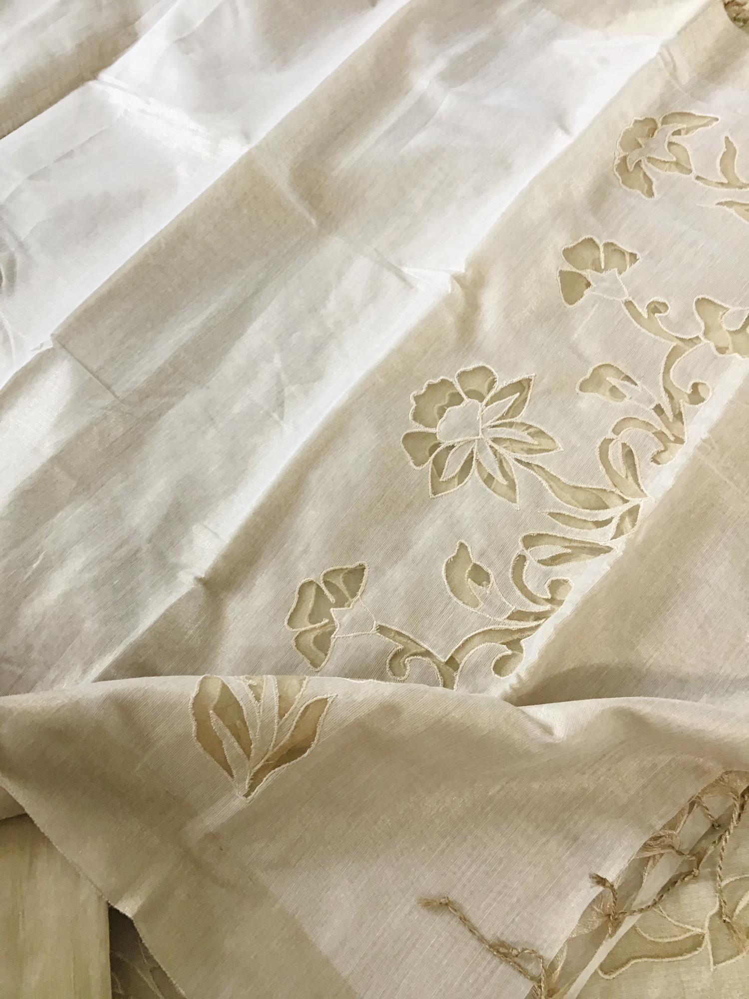 Soft Tissue Chanderi Embroidered Suit - Beige