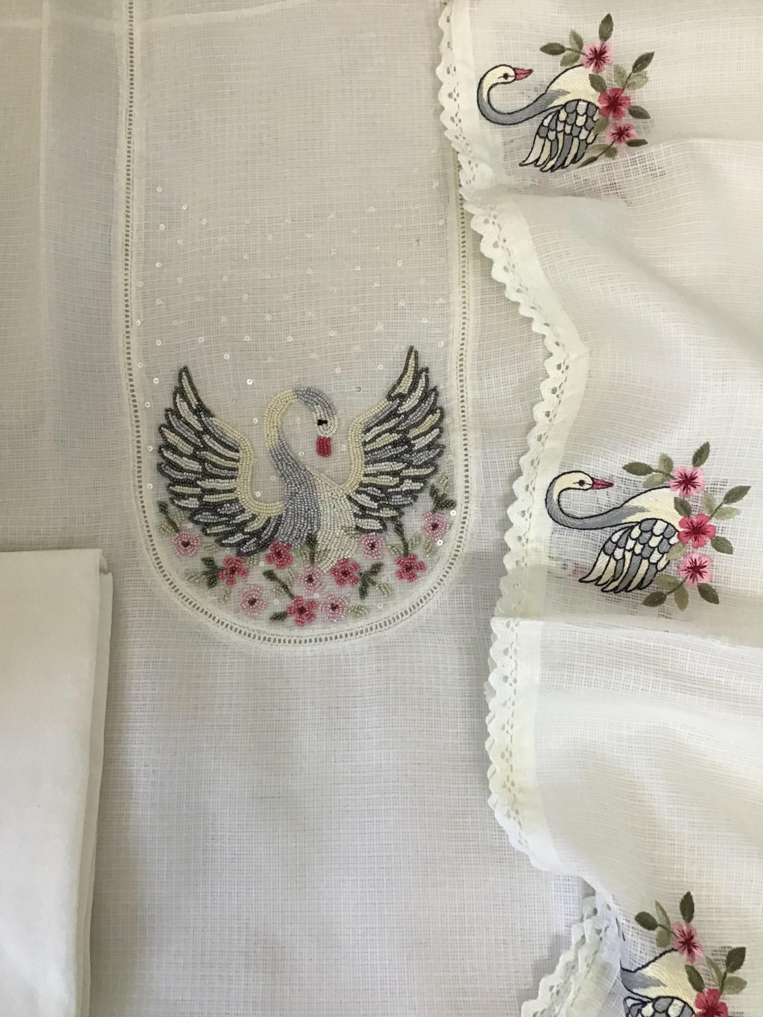 Soft Kota Silk Embroidered Suit - White