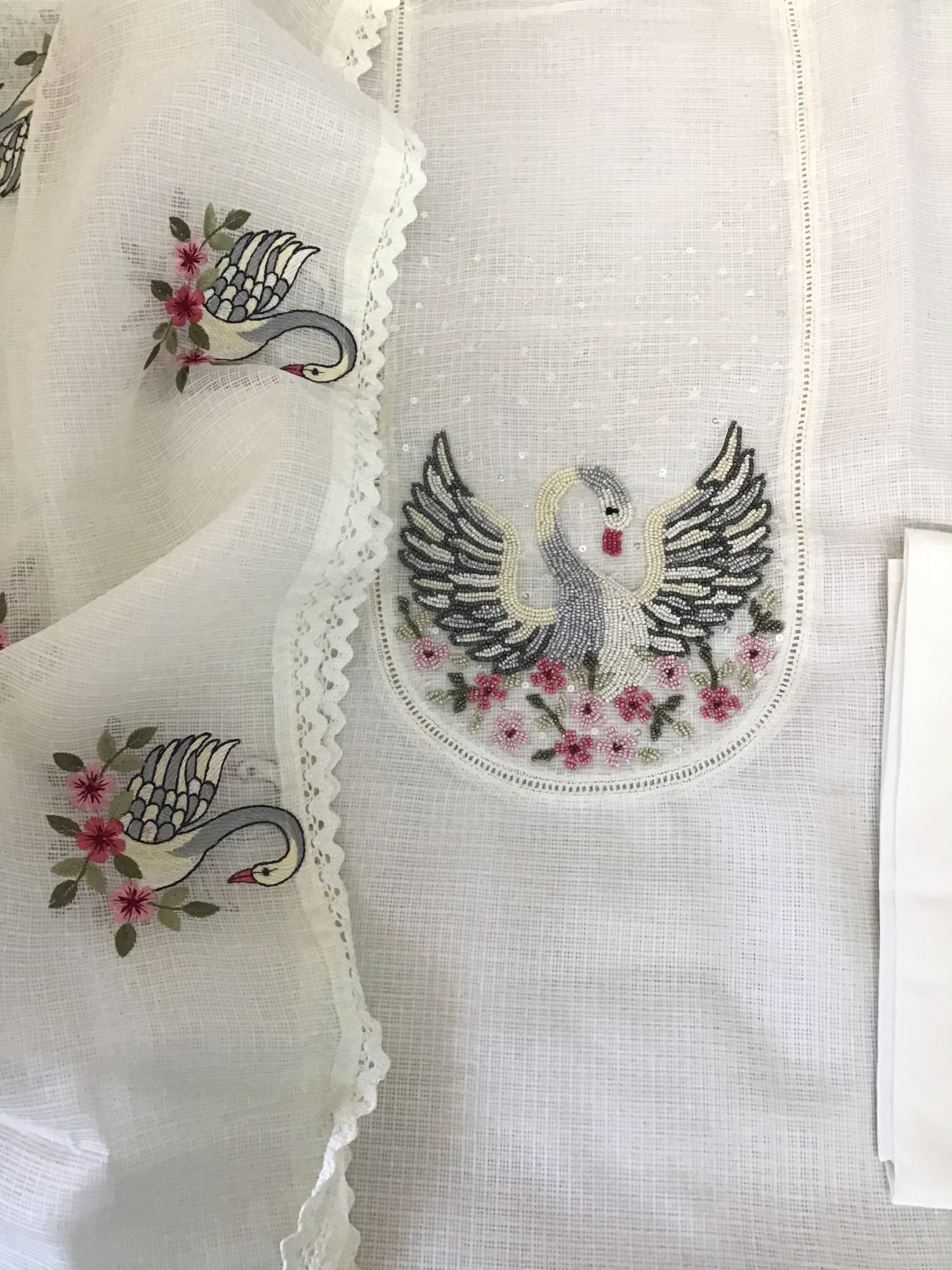 Soft Kota Silk Embroidered Suit - White