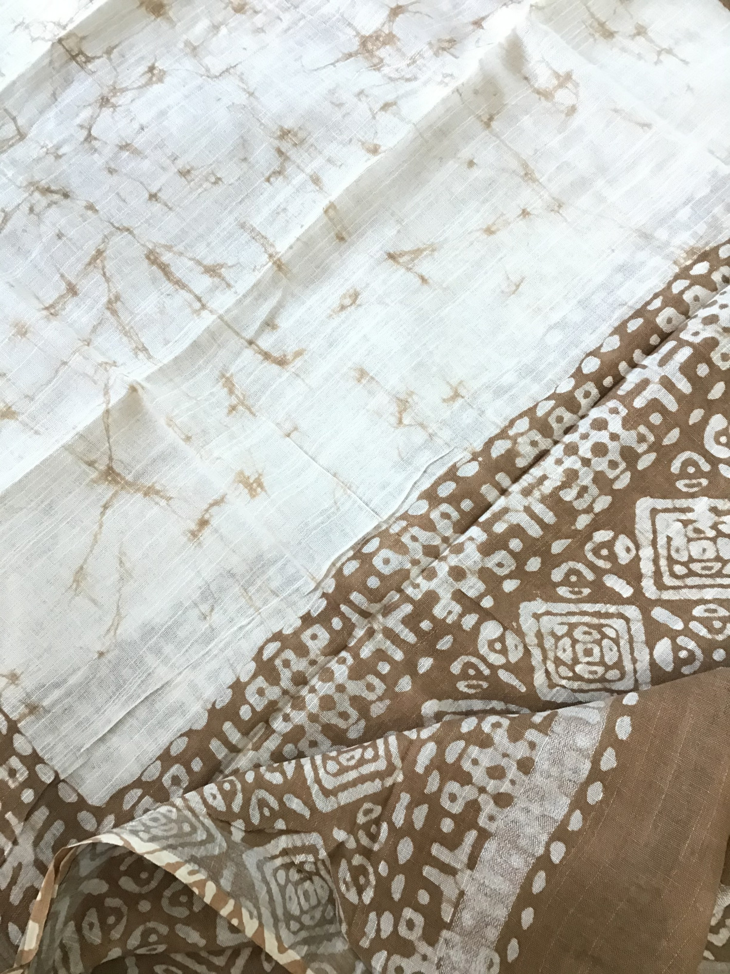 Pure Linen Jute Cotton Silk Printed Suit - Brown