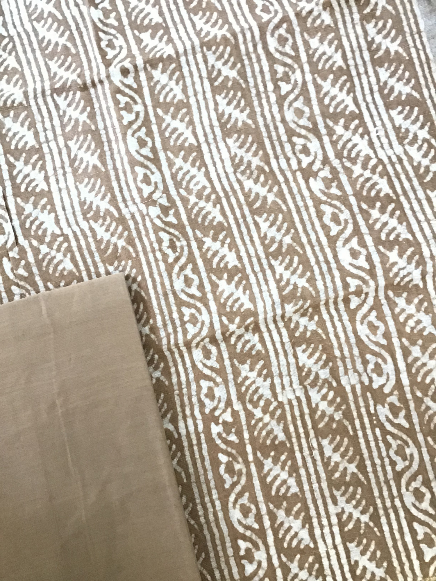 Pure Linen Jute Cotton Silk Printed Suit - Brown