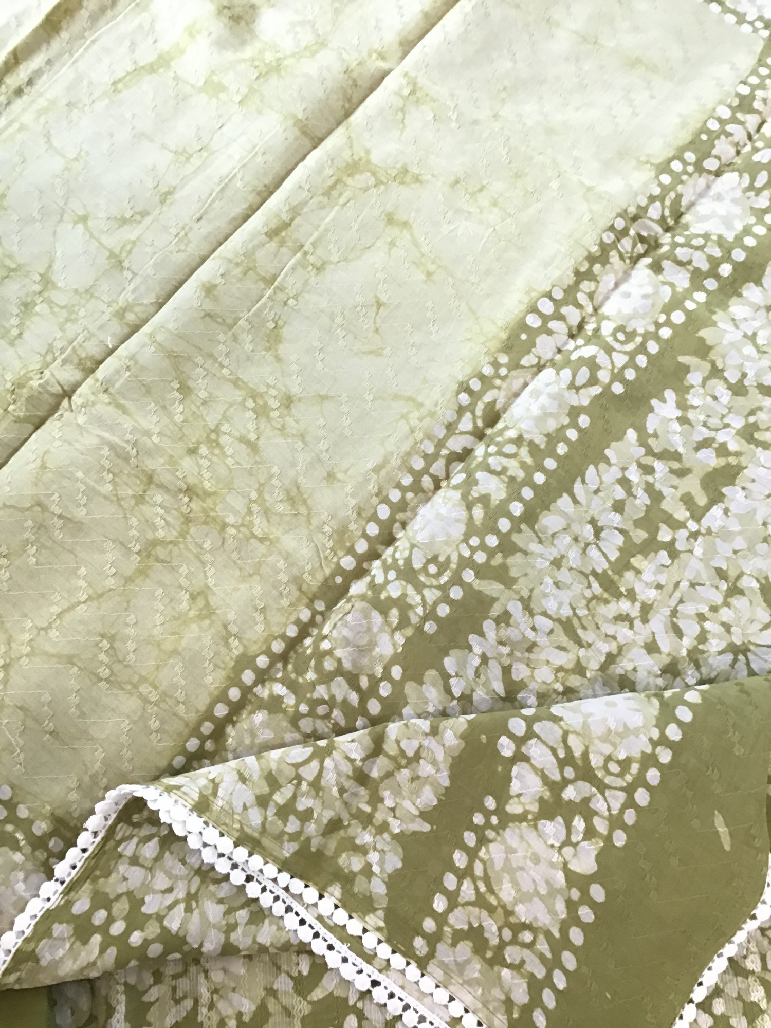 Pure Cotton Printed Embroidered Suit - Green