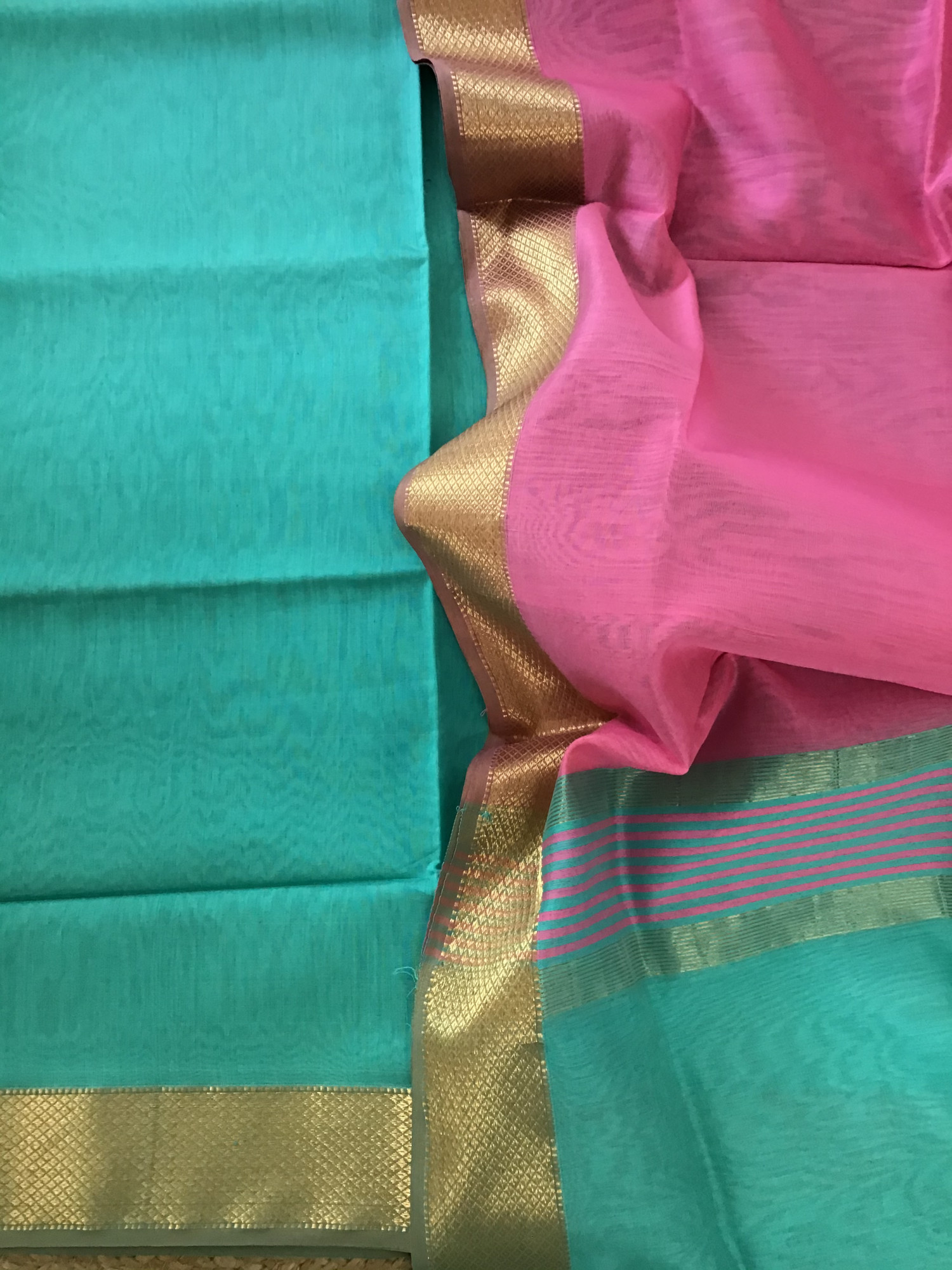 Pure Maheshwari Self Weaved Suit - Blue