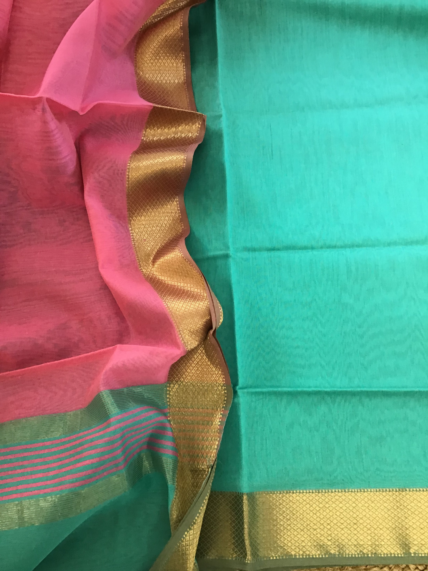 Pure Maheshwari Self Weaved Suit - Blue