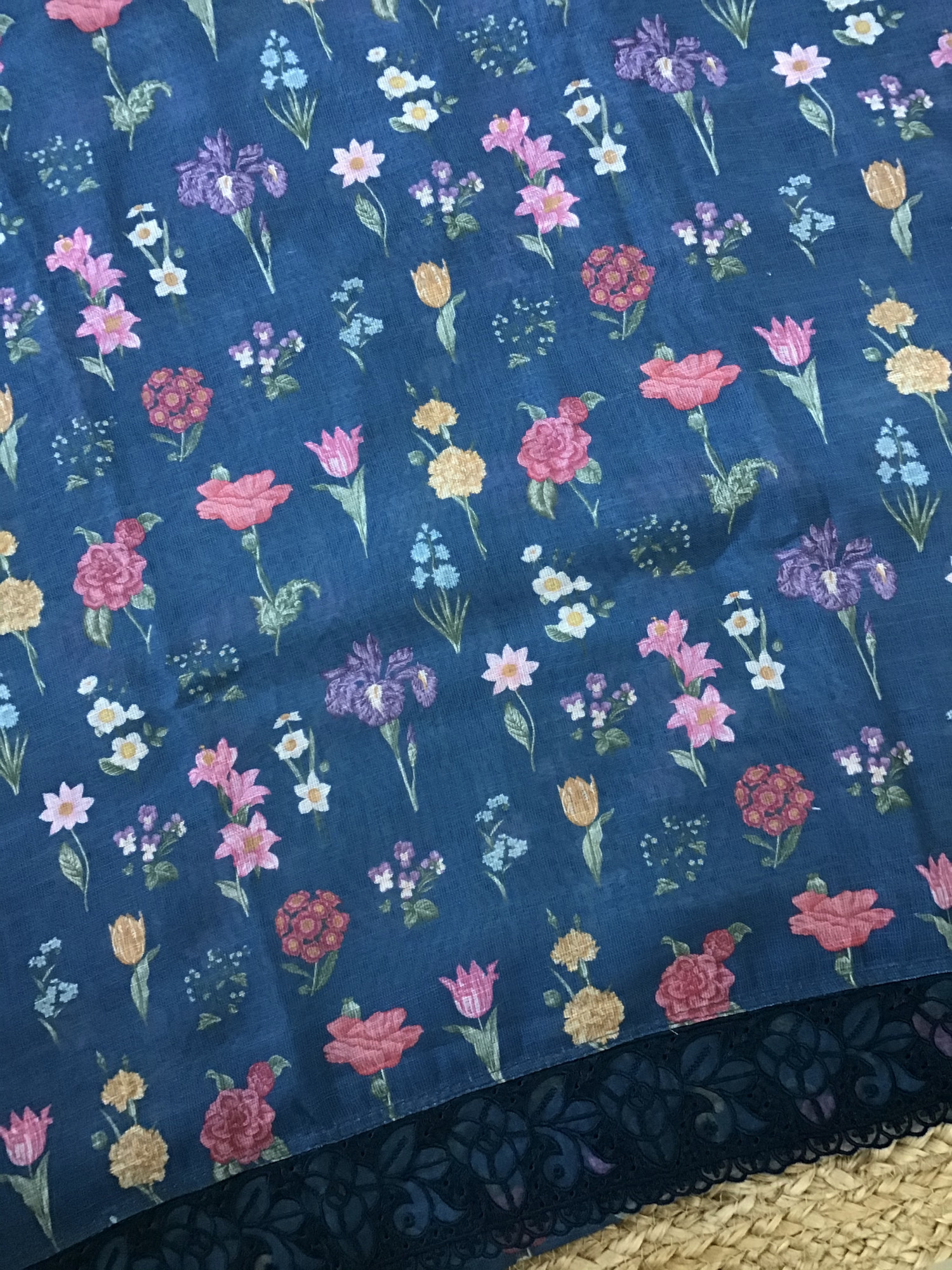 Soft Semi Linen Jute Cotton Printed Embroidered Suit - Blue