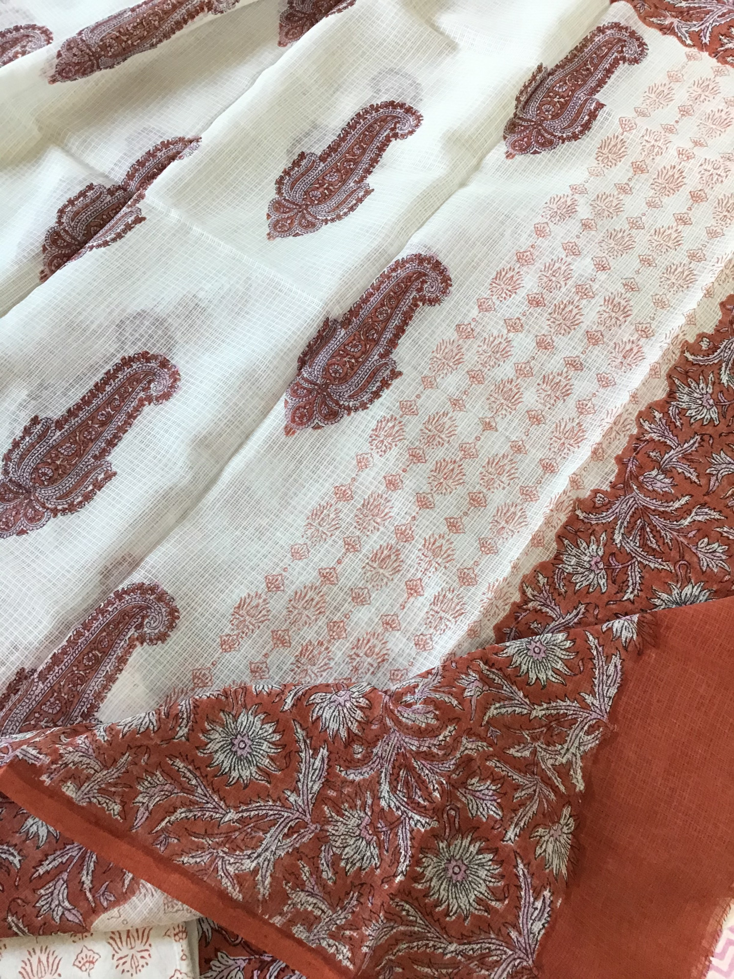 Pure Cotton Printed Suit - Orange