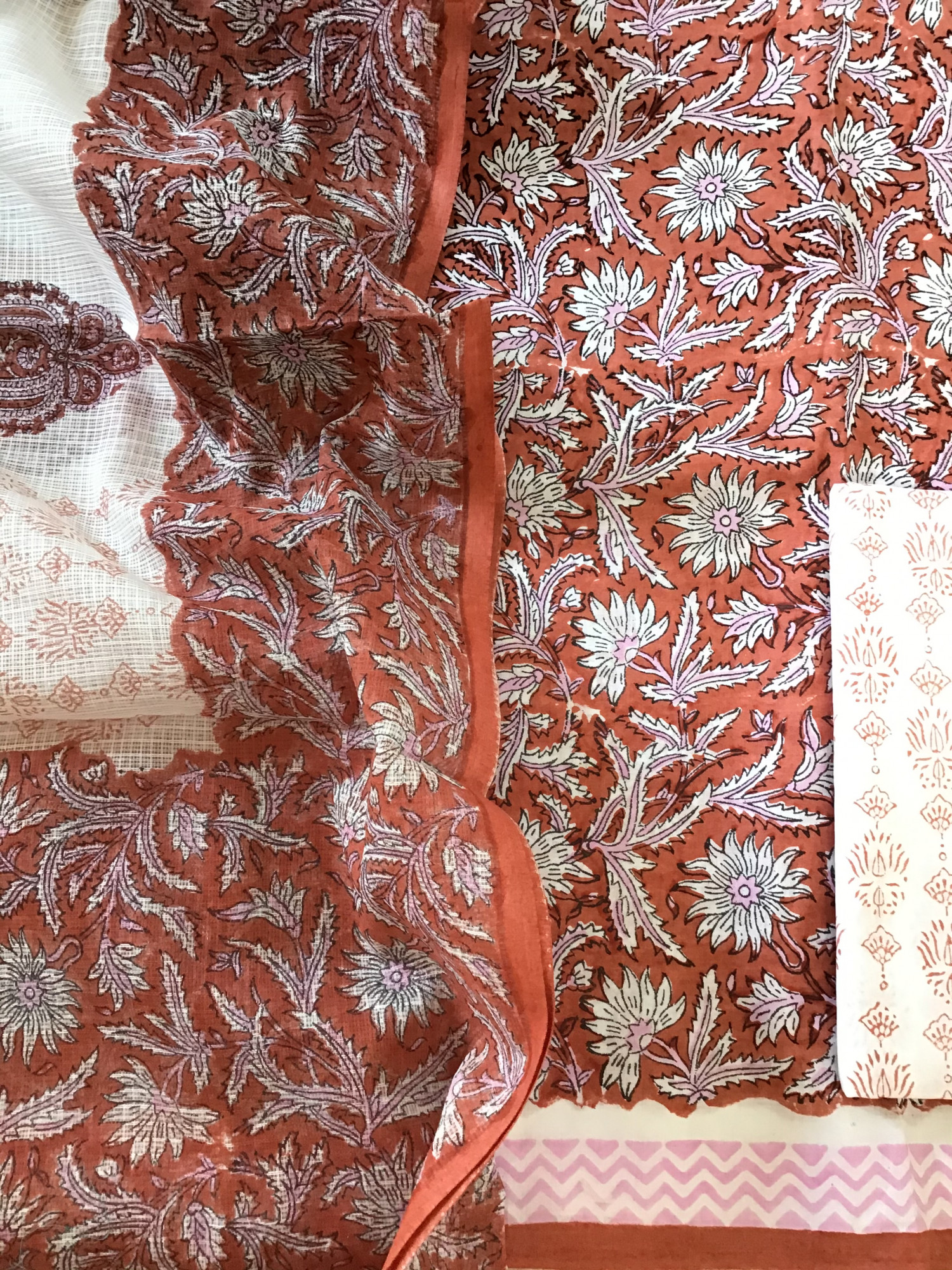 Pure Cotton Printed Suit - Orange