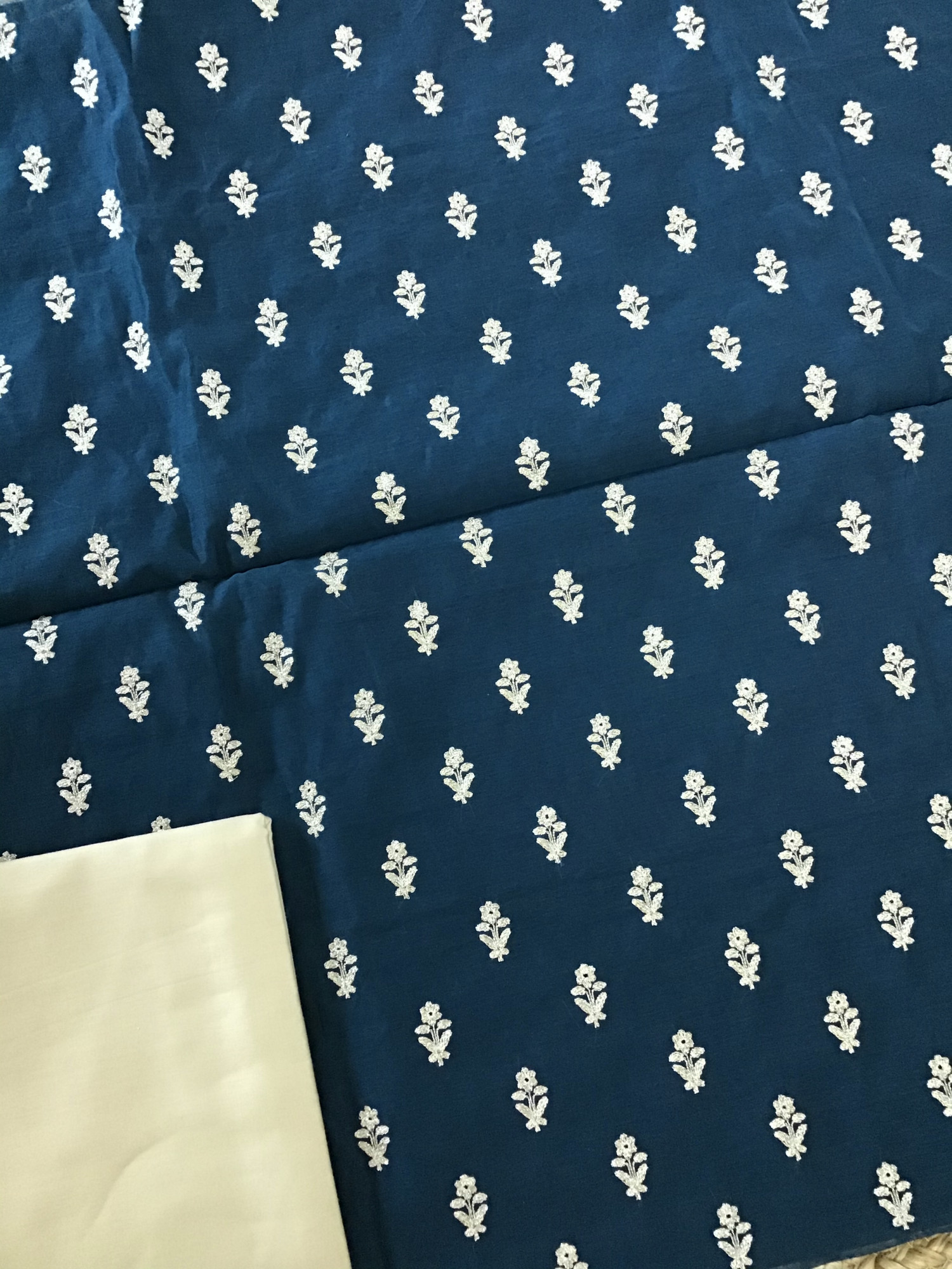 Soft Chanderi Embroidered Suit - Blue