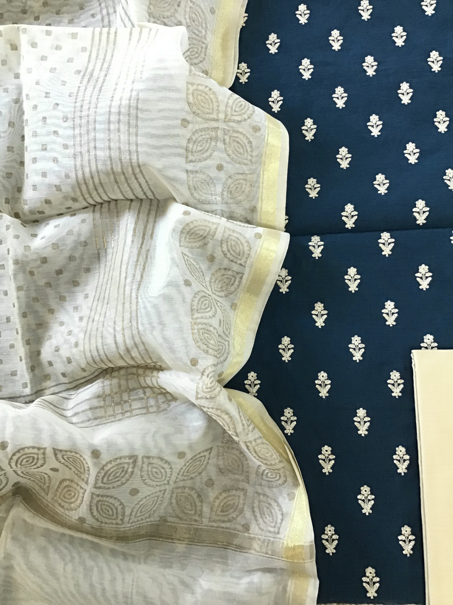 Soft Chanderi Embroidered Suit - Blue