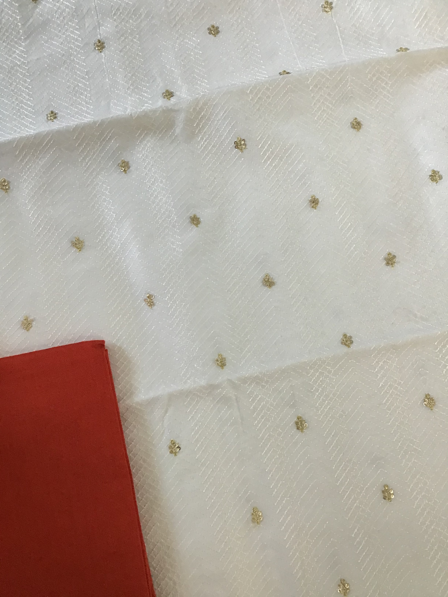 Pure Chanderi Embroidered Suit - White