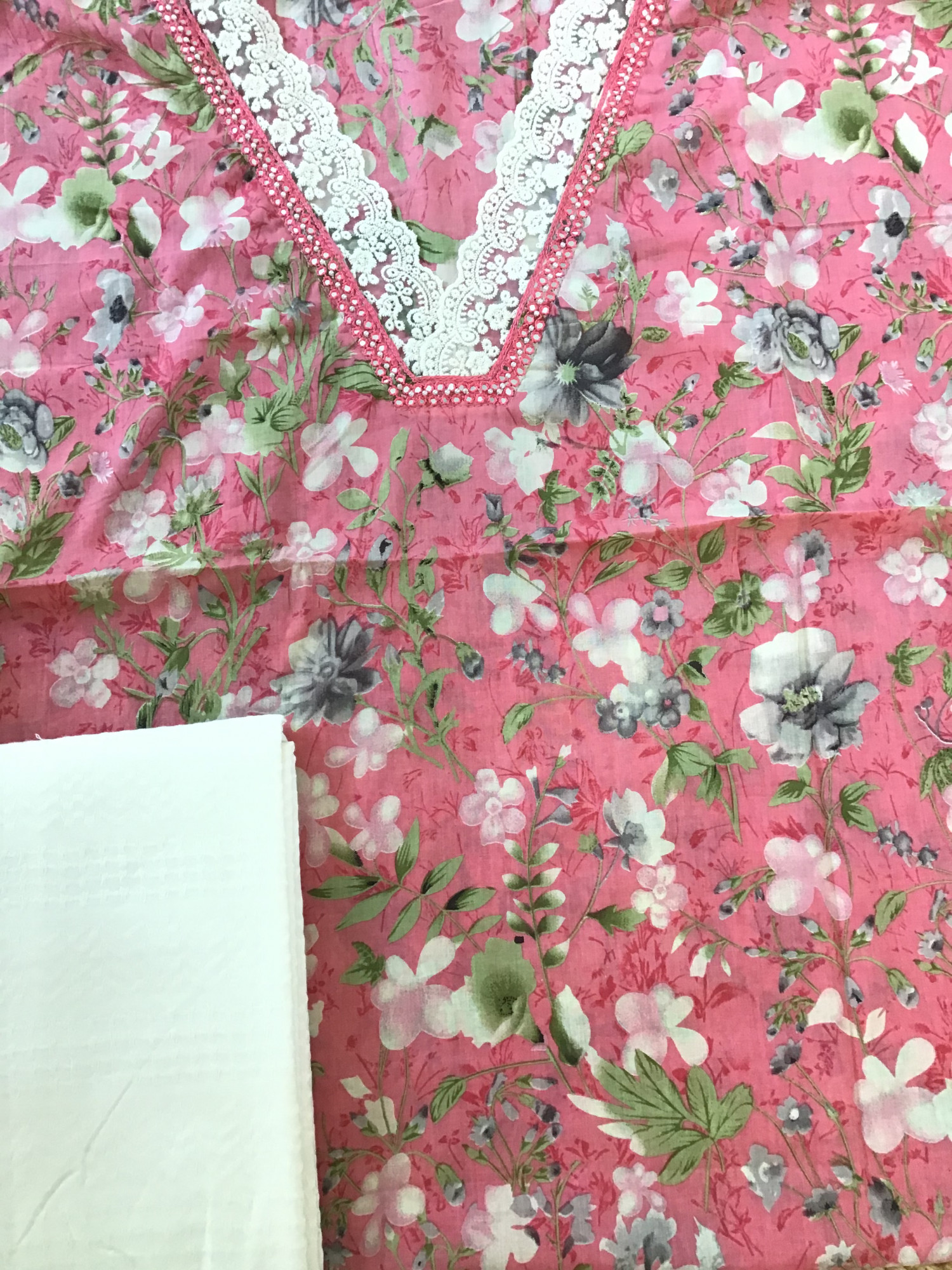 Pure Cotton Printed Embroidered Suit - Pink