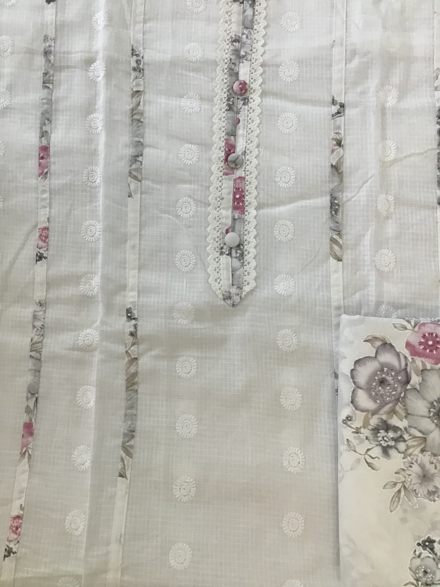 Pure Kota Cotton Embroidered Suit - White