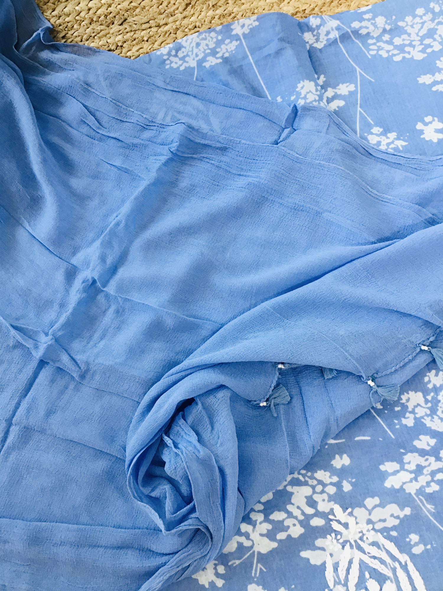 Pure Cotton Printed Embroidered Suit - Blue