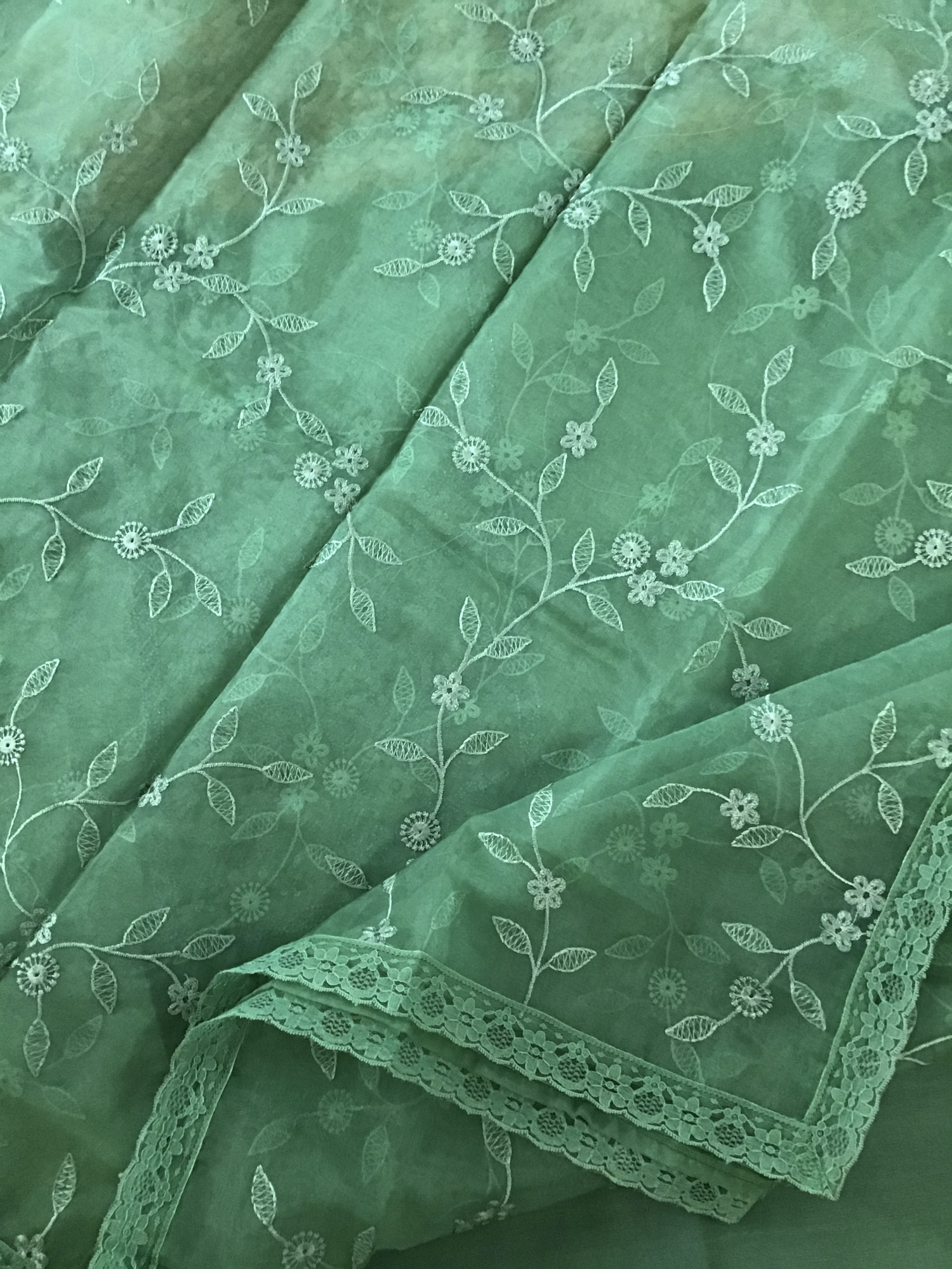 Pure Chanderi Silk Embroidered Suit - Green