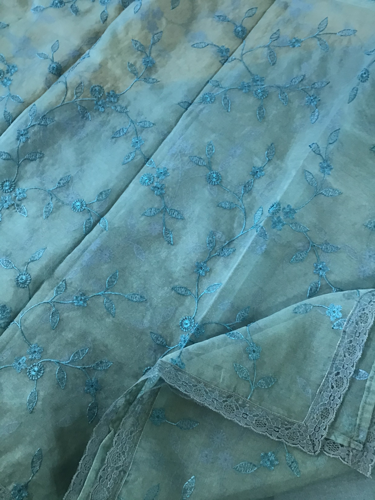 Pure Chanderi Silk Embroidered Suit - Blue