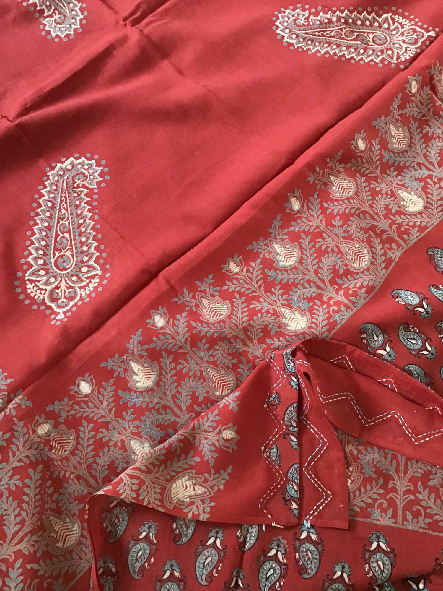 Pure Cotton Printed Suit - Red