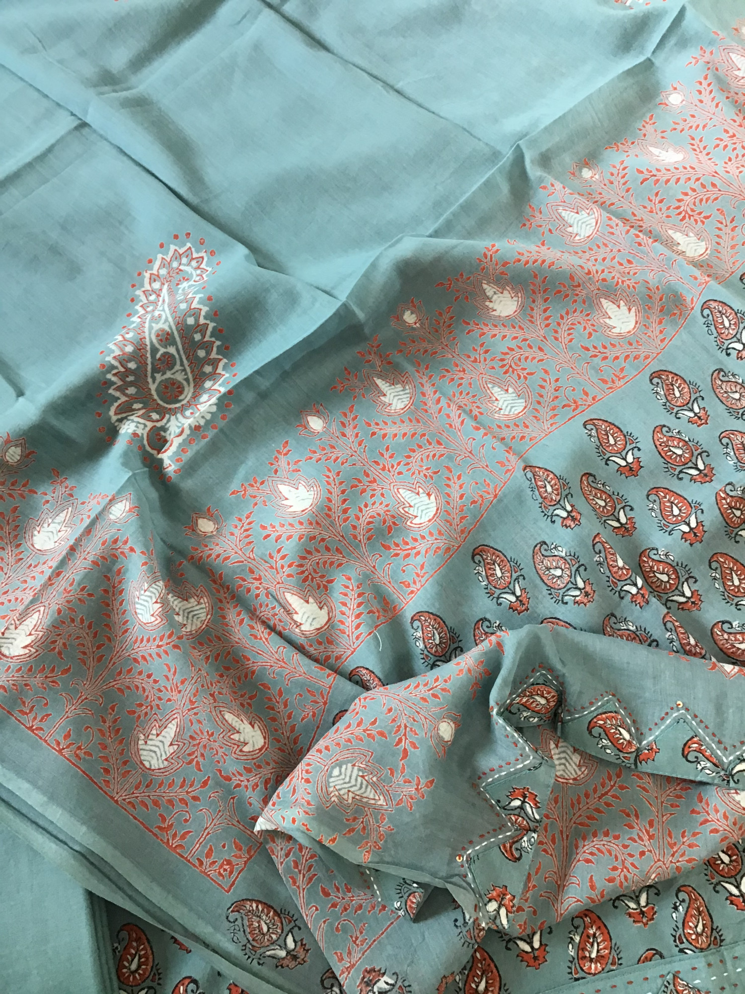 Pure Cotton Printed Suit - Blue