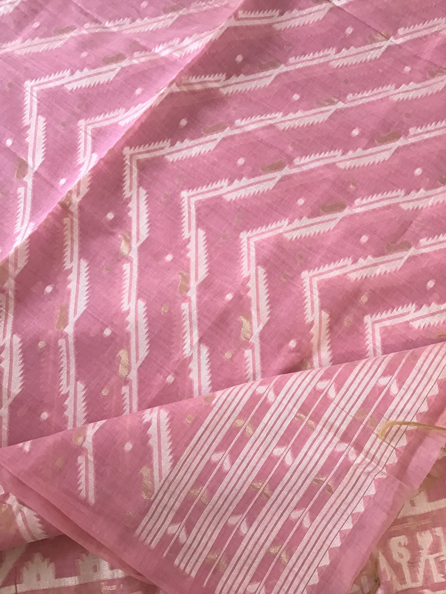 Soft Slub Chanderi Jamdani Weaved Suit - Pink