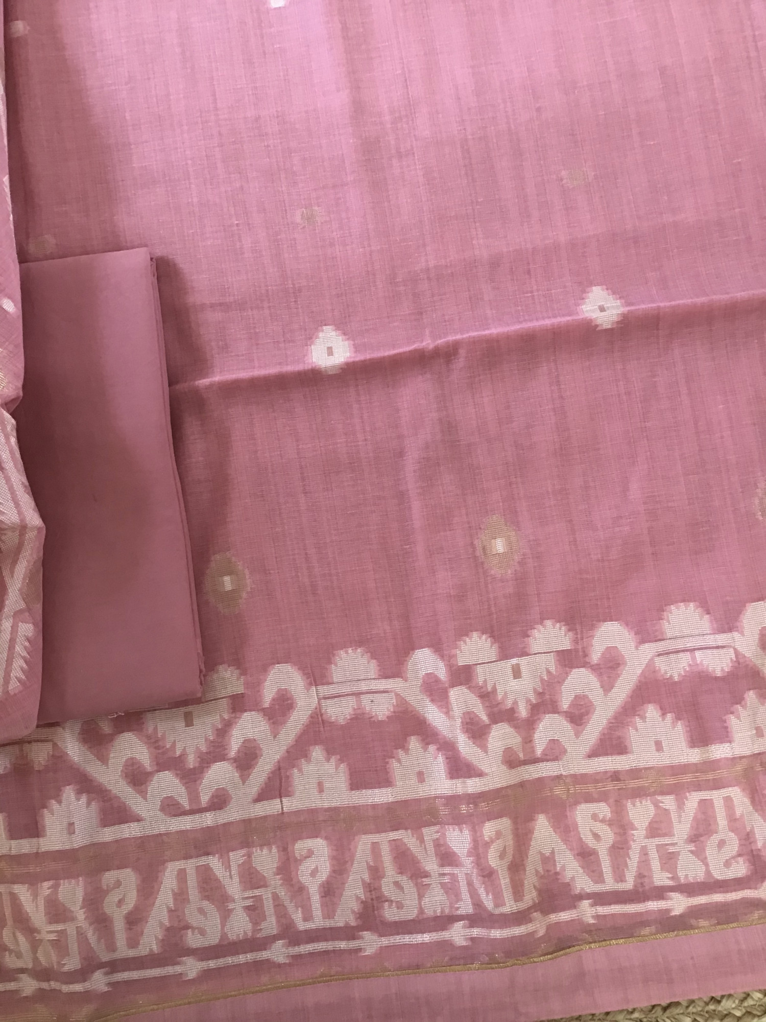 Soft Slub Chanderi Jamdani Weaved Suit - Pink