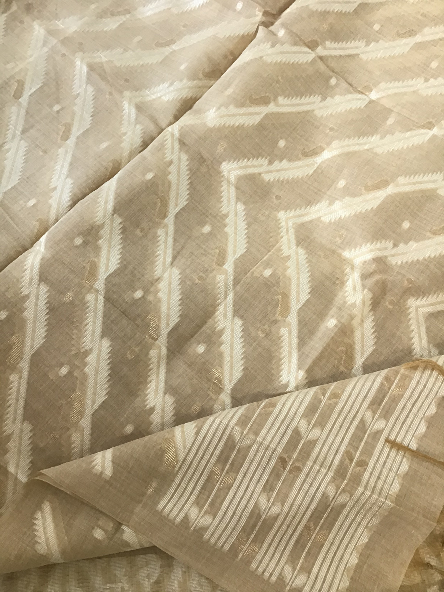 Soft Slub Chanderi Jamdani Weaved Suit - Brown