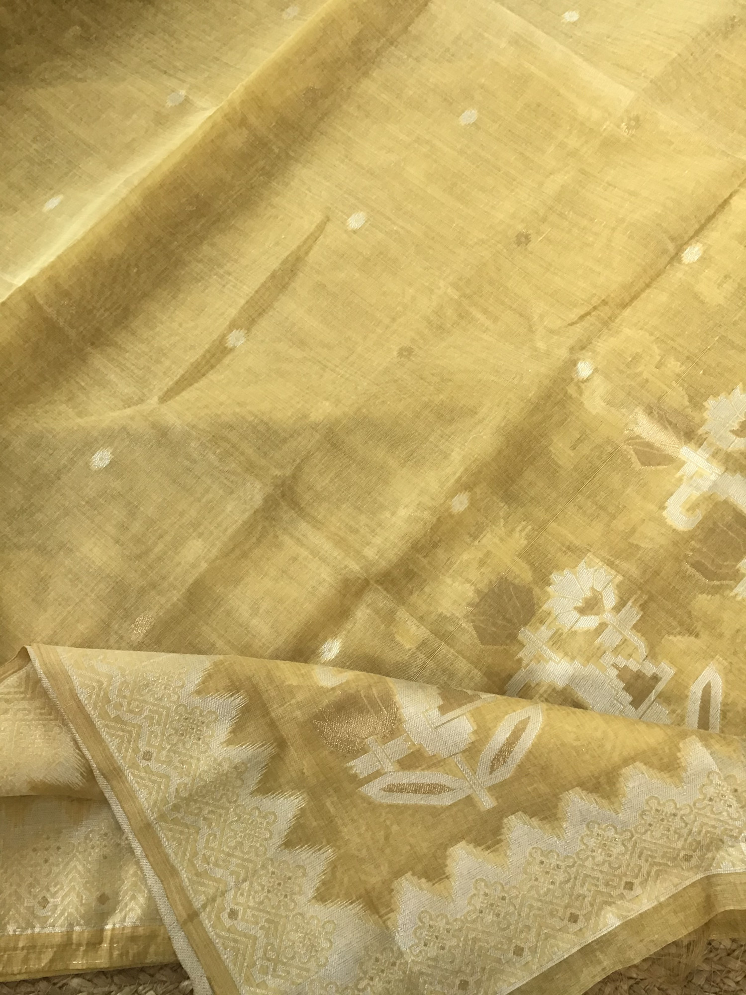 Soft Slub Chanderi Jamdani Weaved Suit - Yellow