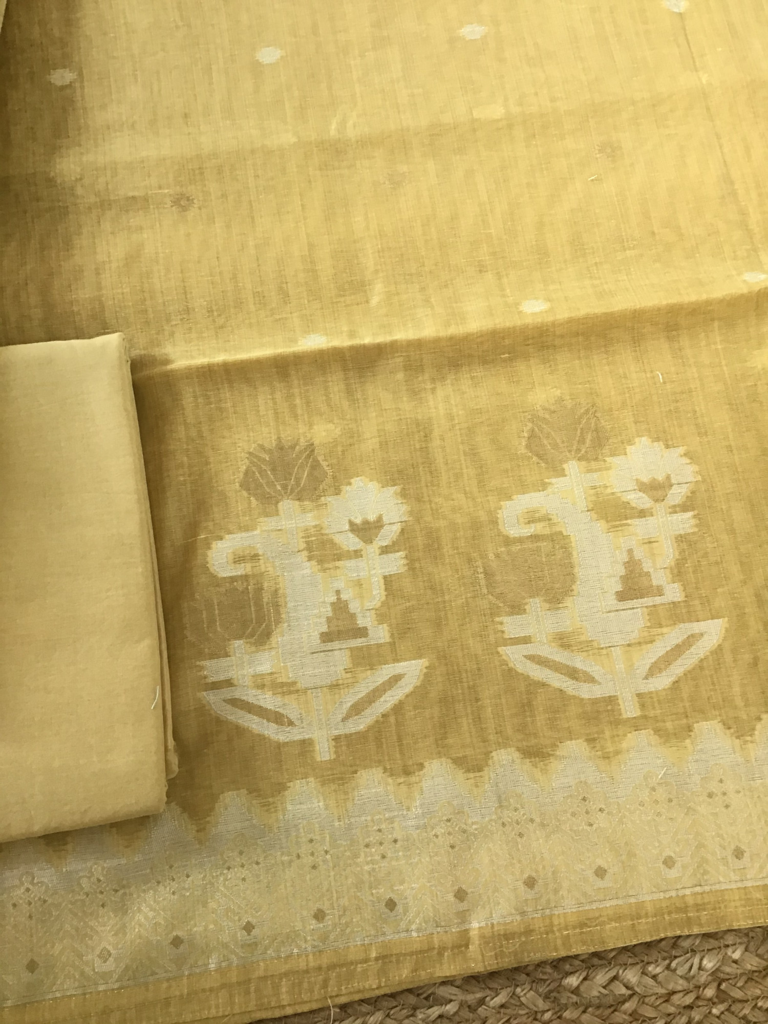 Soft Slub Chanderi Jamdani Weaved Suit - Yellow