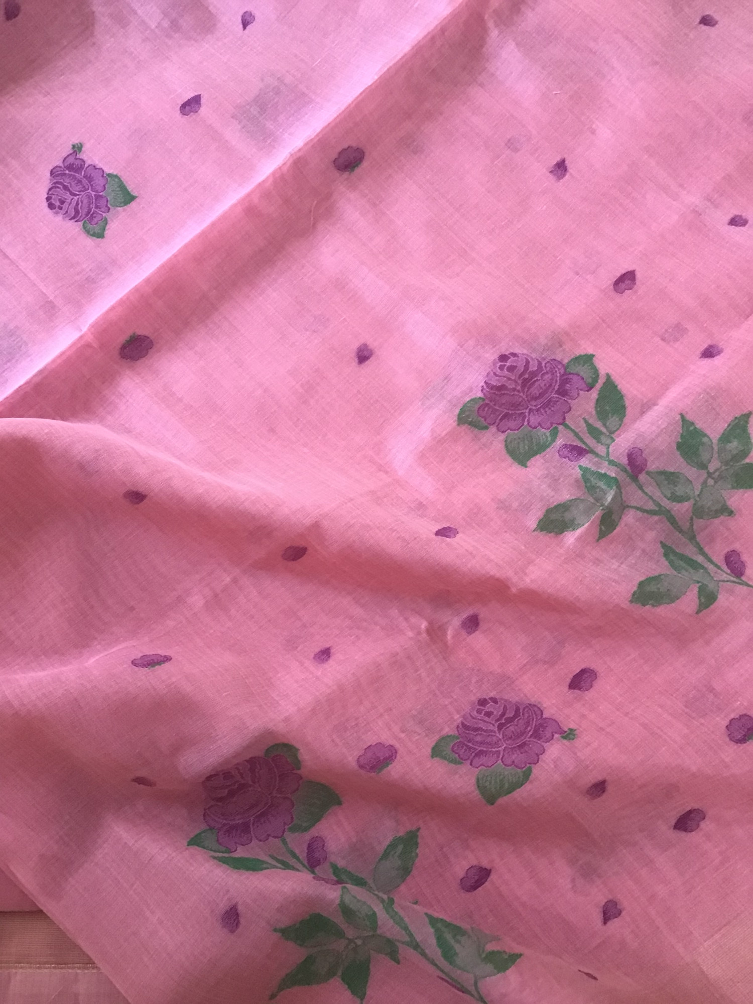 Soft Slub Chanderi Jamdani Weaved Suit - Pink