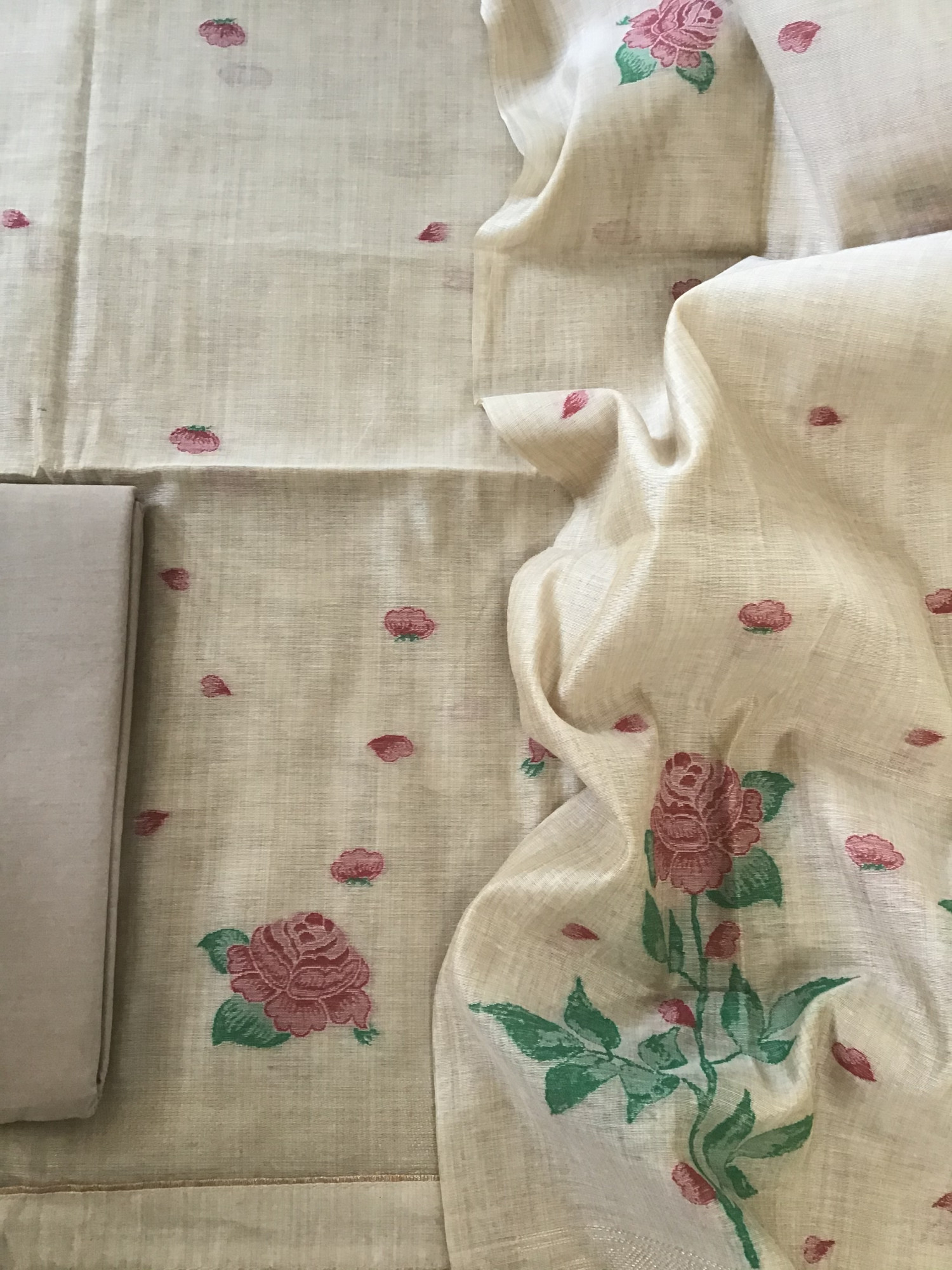 Soft Slub Chanderi Jamdani Weaved Suit - Brown