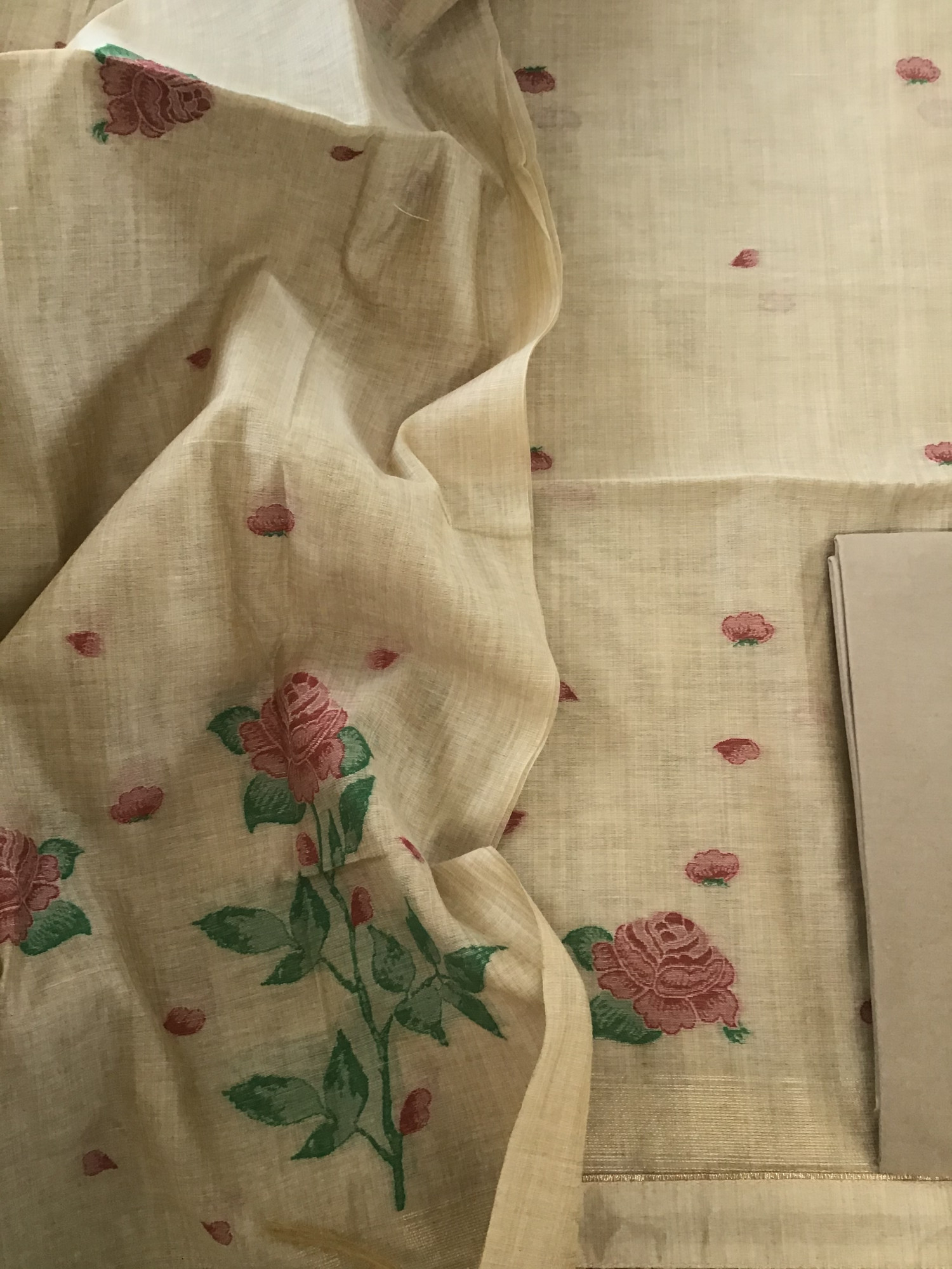 Soft Slub Chanderi Jamdani Weaved Suit - Brown