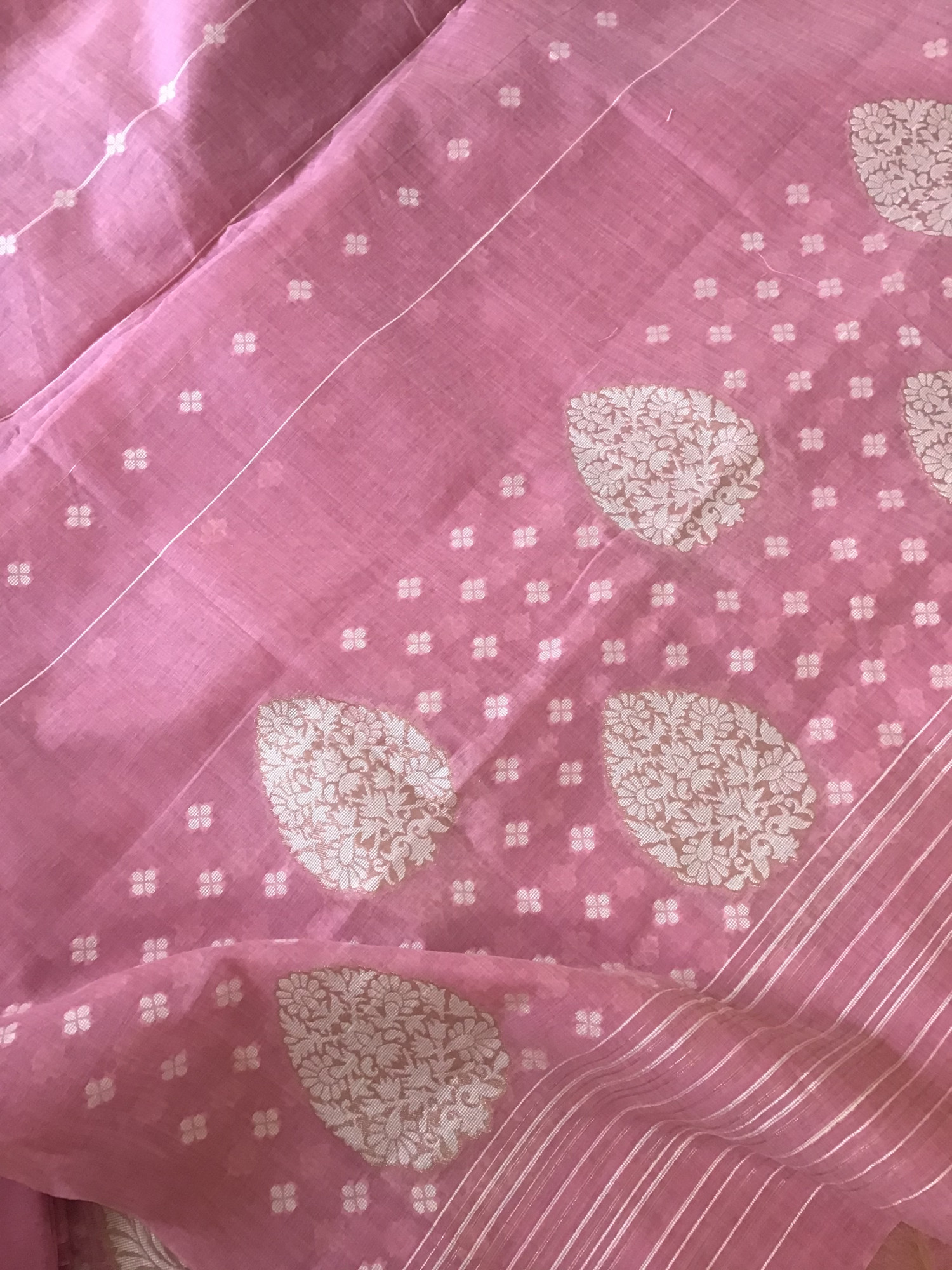 Soft Slub Chanderi Jamdani Weaved Suit - Pink