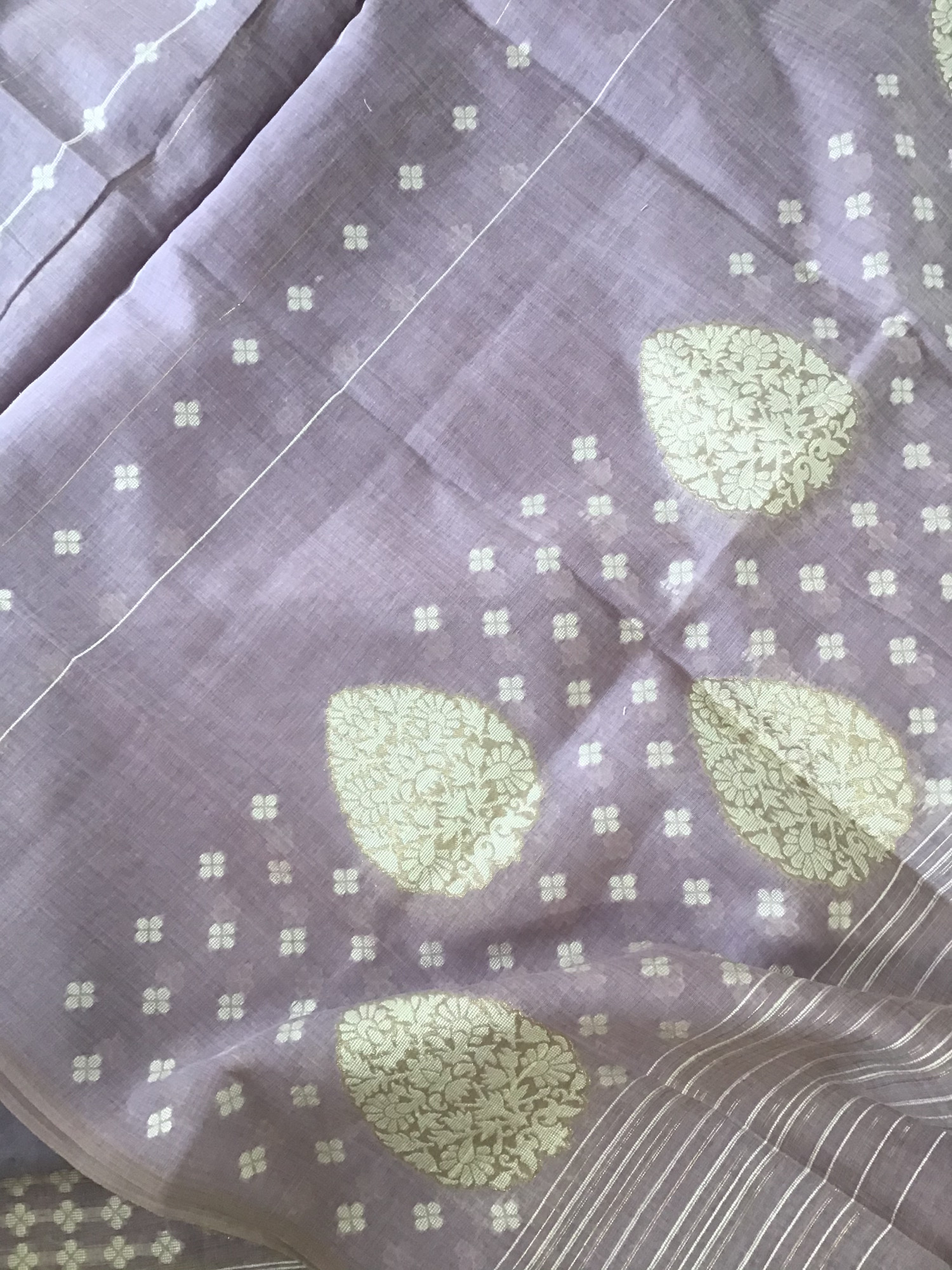 Soft Slub Chanderi Jamdani Weaved Suit - Purple