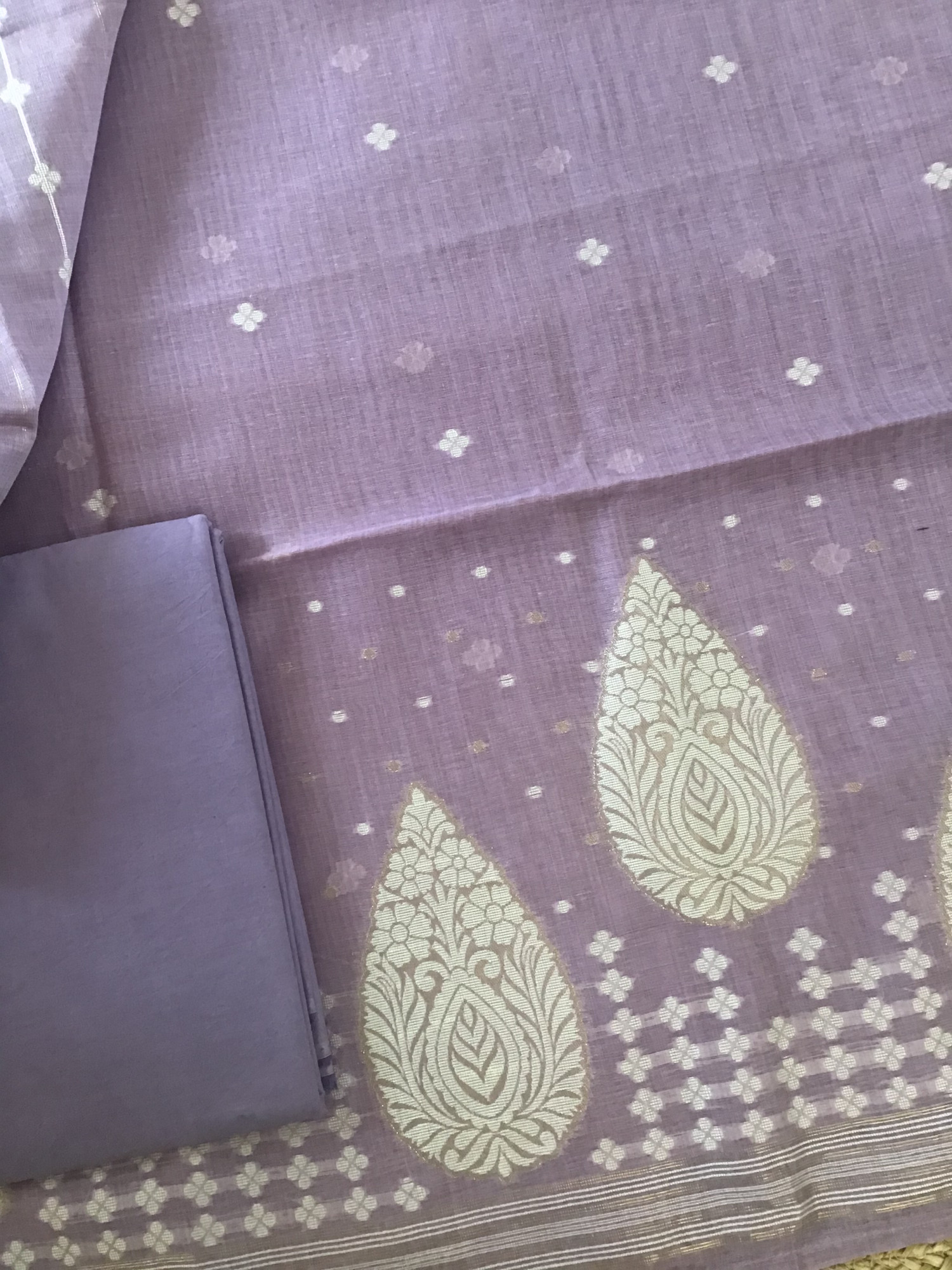 Soft Slub Chanderi Jamdani Weaved Suit - Purple