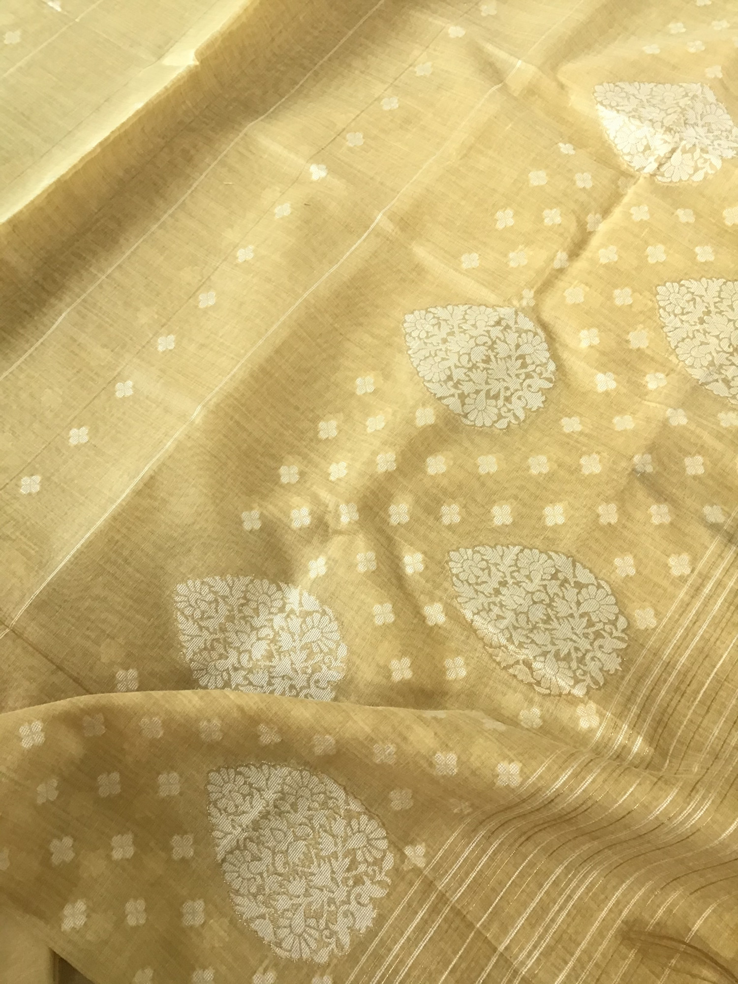 Soft Slub Chanderi Jamdani Weaved Suit - Yellow