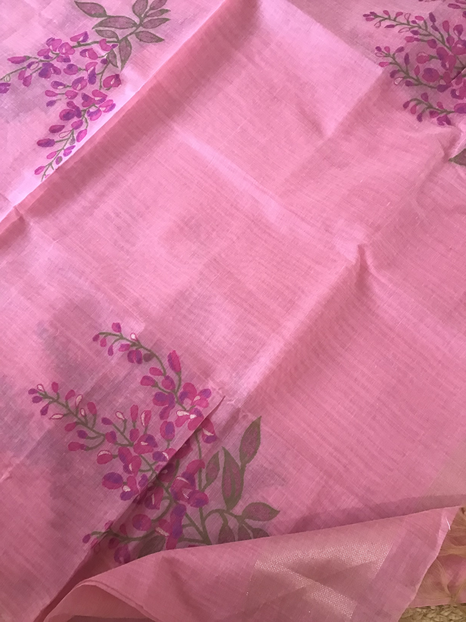 Soft Slub Chanderi Jamdani Weaved Suit - Pink