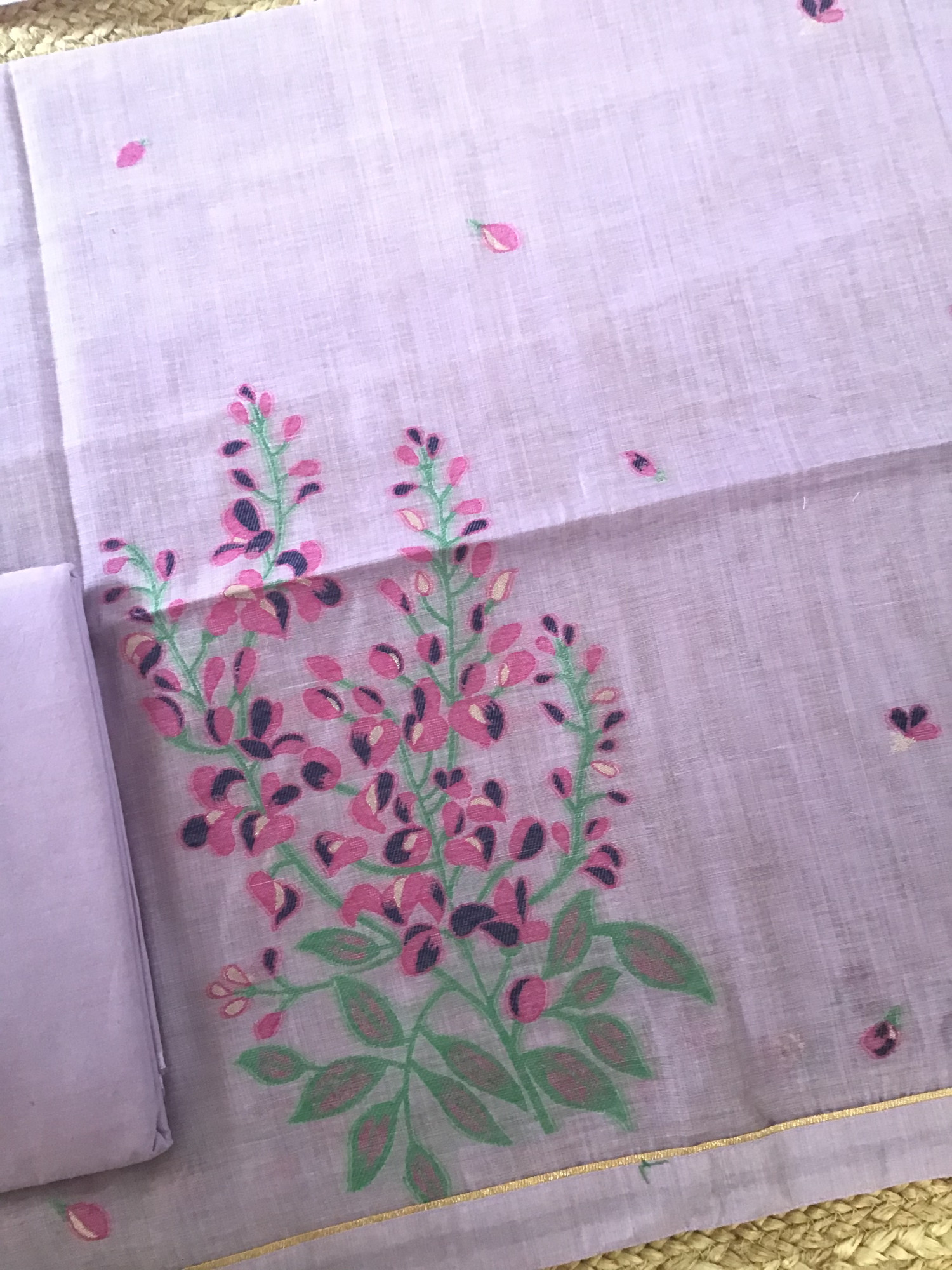 Soft Slub Chanderi Jamdani Weaved Suit - Purple