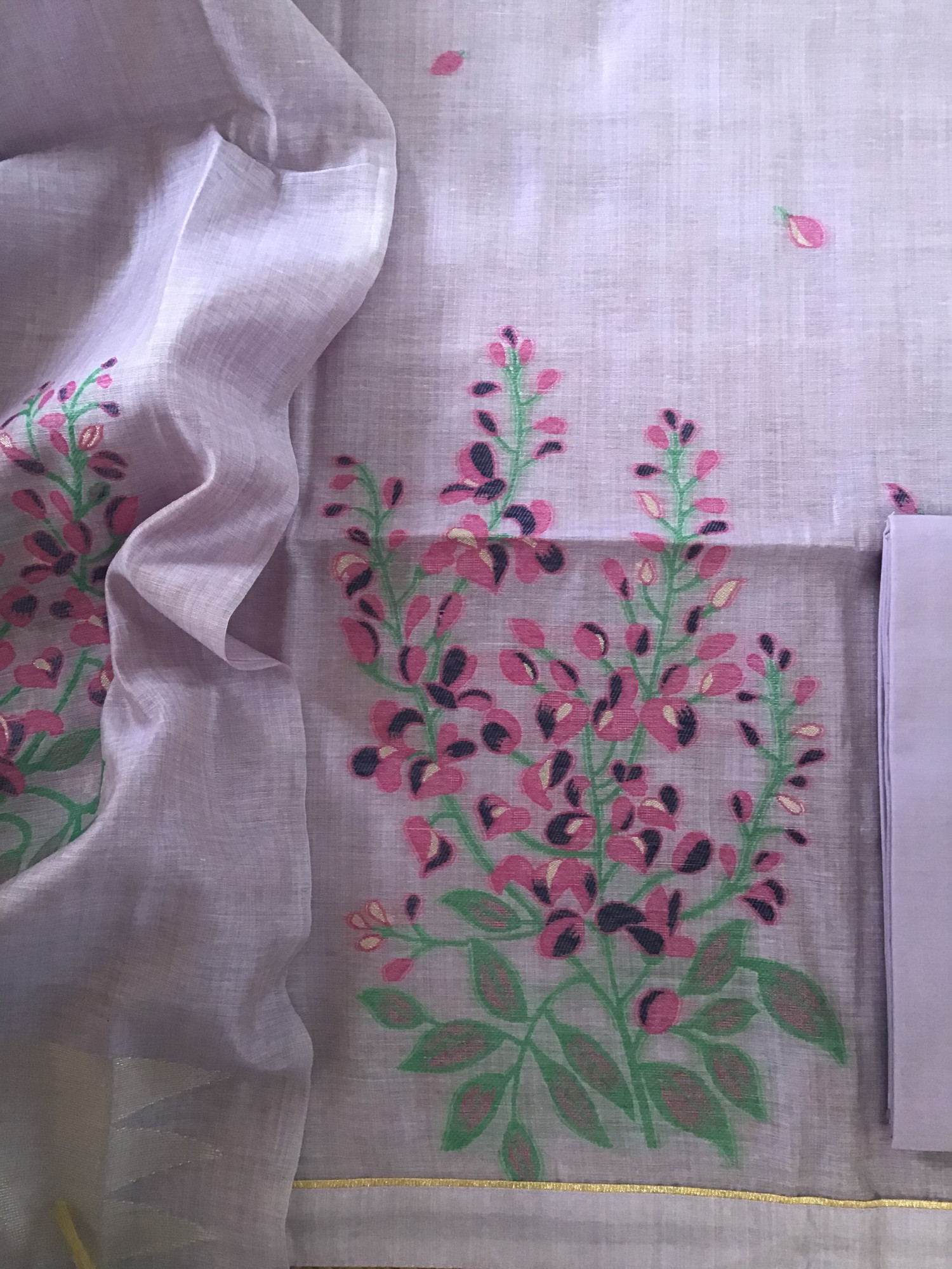 Soft Slub Chanderi Jamdani Weaved Suit - Purple