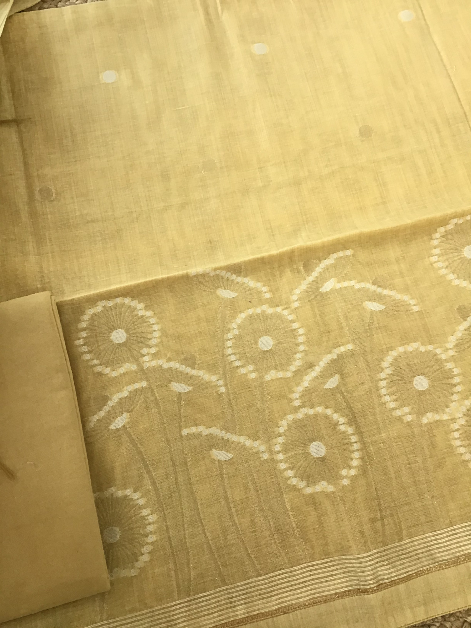 Soft Slub Chanderi Jamdani Weaved Suit - Yellow