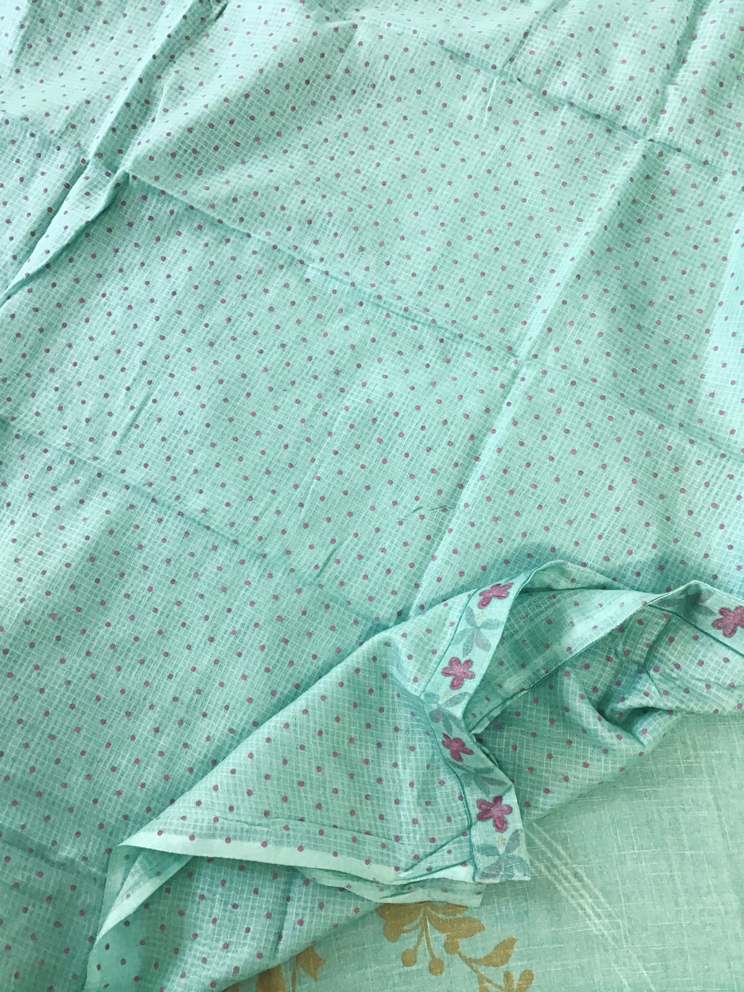 Soft Slub Cotton Printed Embroidered Suit - Green