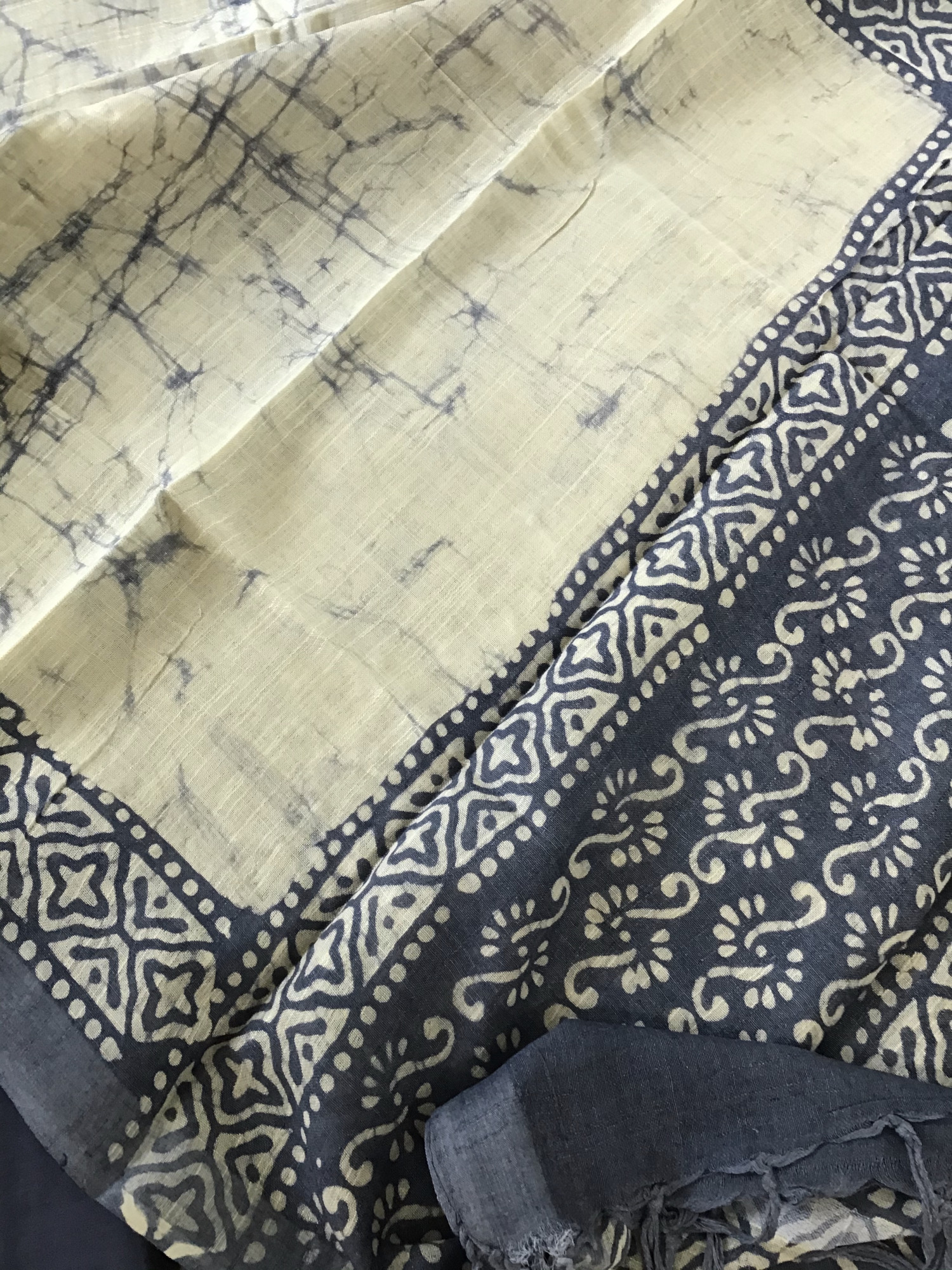 Pure Linen Jute Cotton Silk Printed Suit - Blue