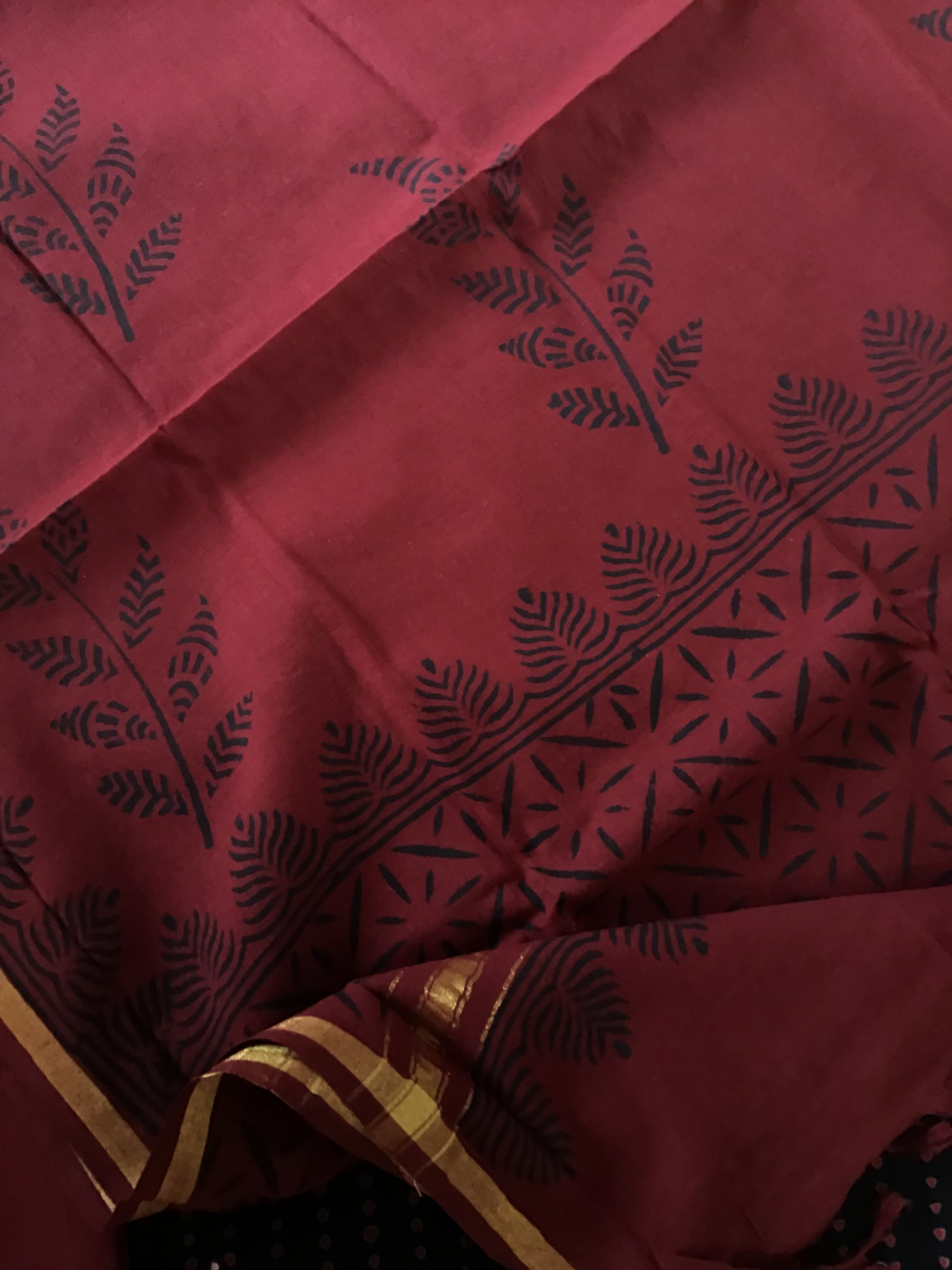 Pure Cotton Printed Embroidered Suit - Black