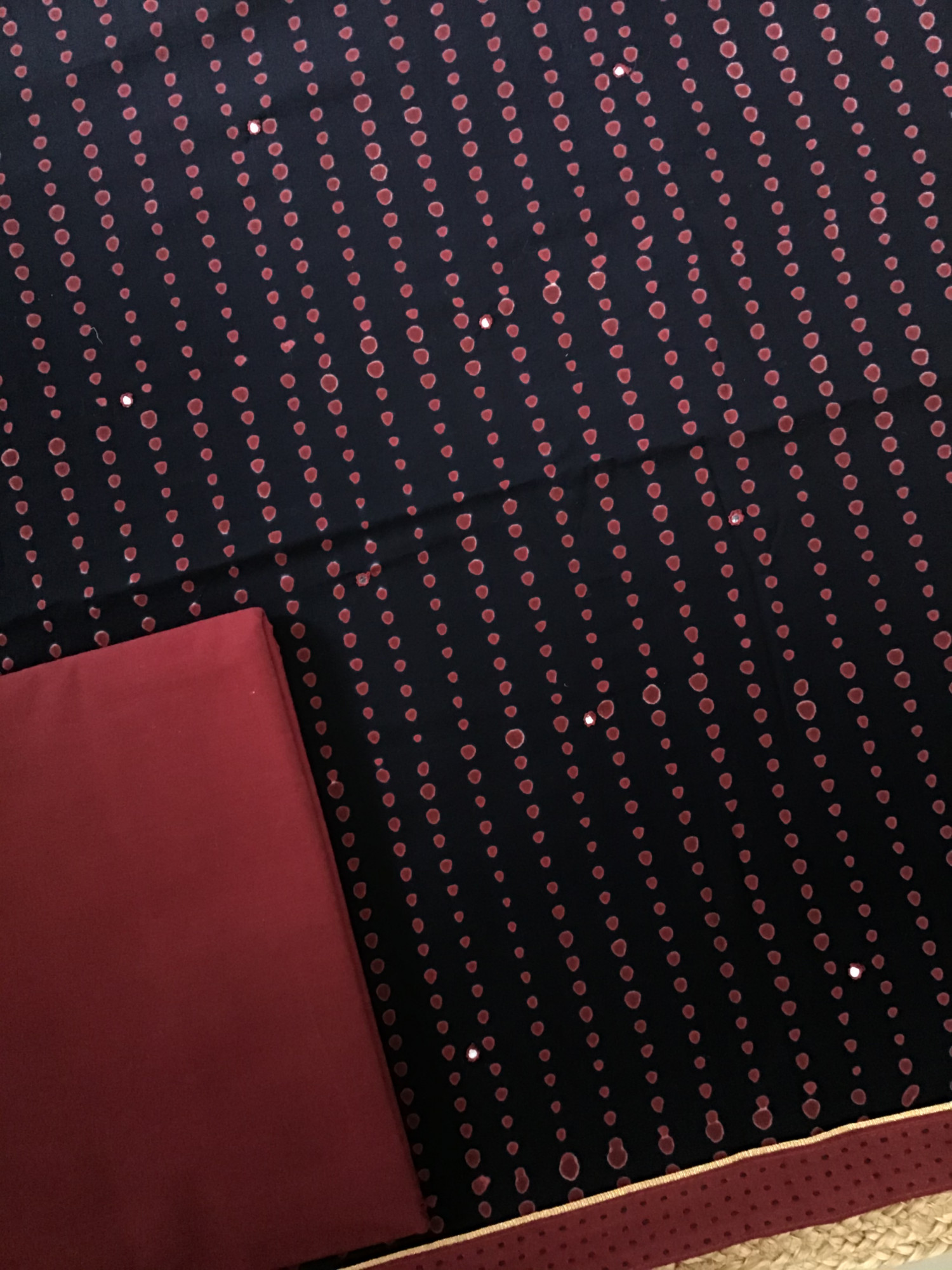 Pure Cotton Printed Embroidered Suit - Black